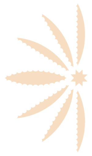 Abstract geometric agave icon with beige leaf-like shapes radiating from a star-shaped centre.