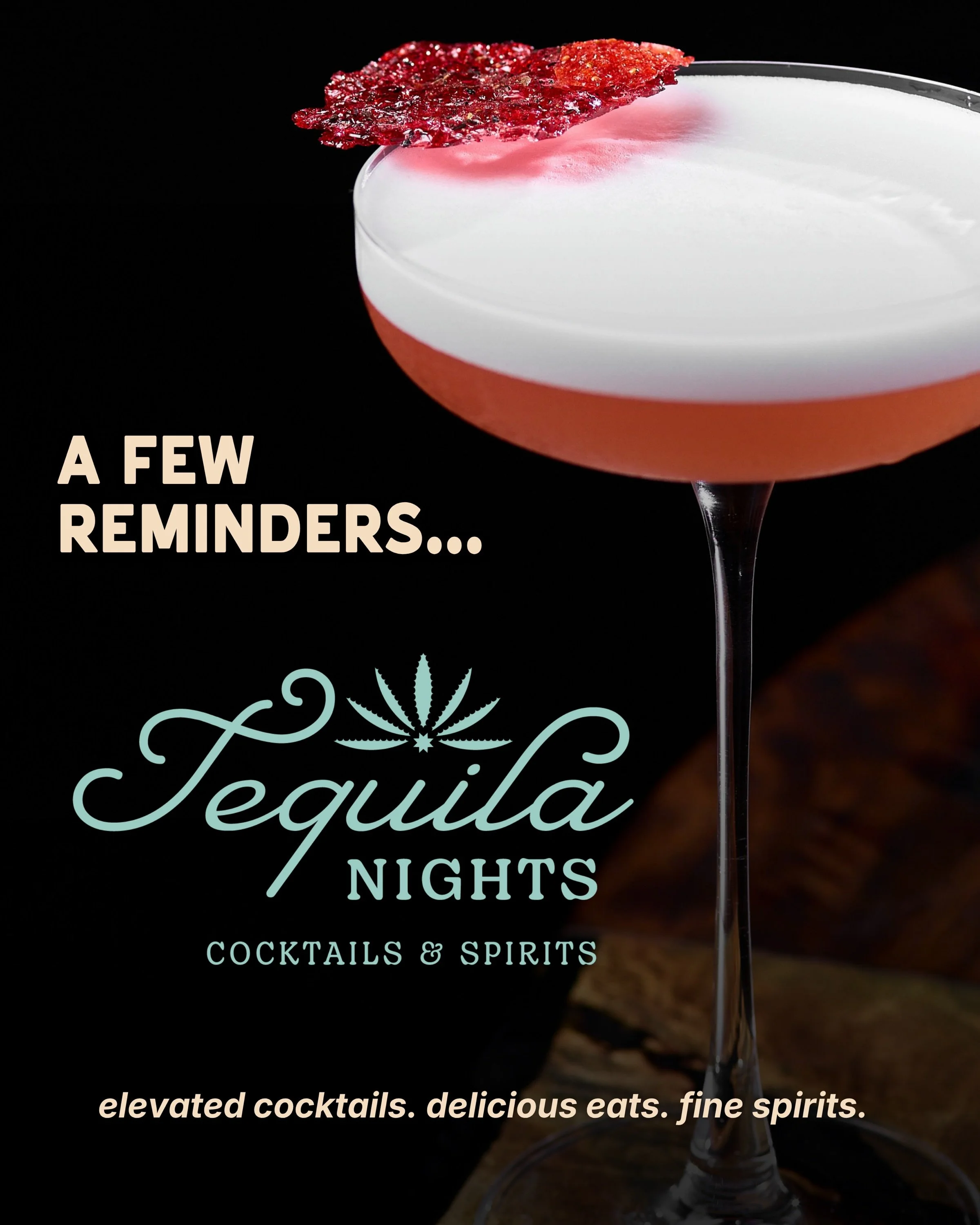 Tomorrow&rsquo;s the day. 🍸✨

The very first Tequila Nights is almost here, and we&rsquo;re so excited to welcome you to an evening of elevated cocktails, delicious eats &amp; fine spirits.

A few quick reminders before you arrive:
&bull; 19+ event,
