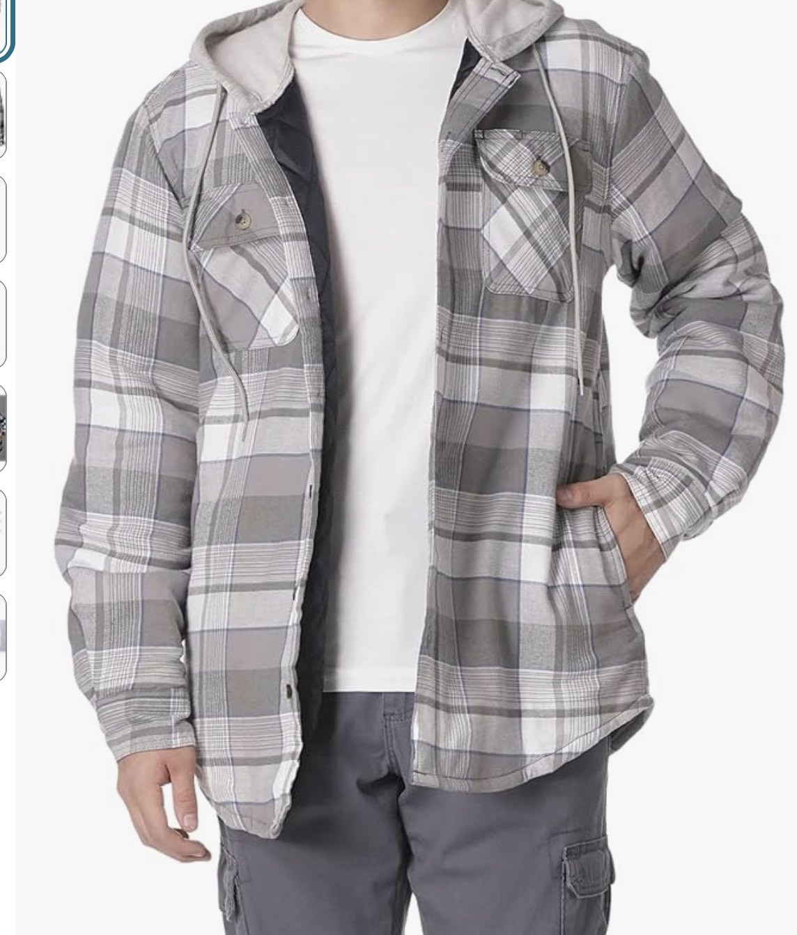 Wrangler Men's Long Sleeve Quilted Lined Flannel Shirt Jacket with Hood