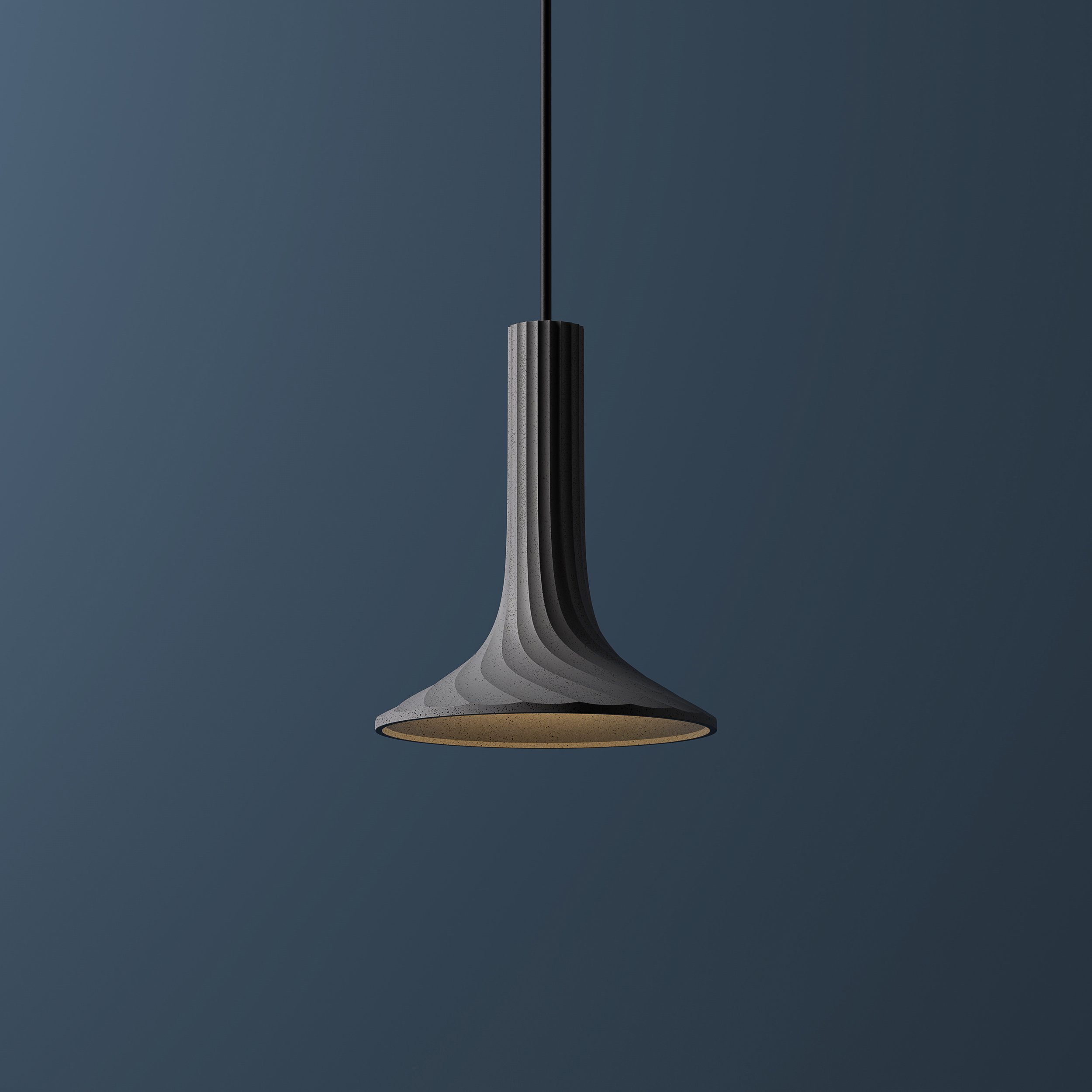 Textured Recycled Concrete Pendant in front of a blue background