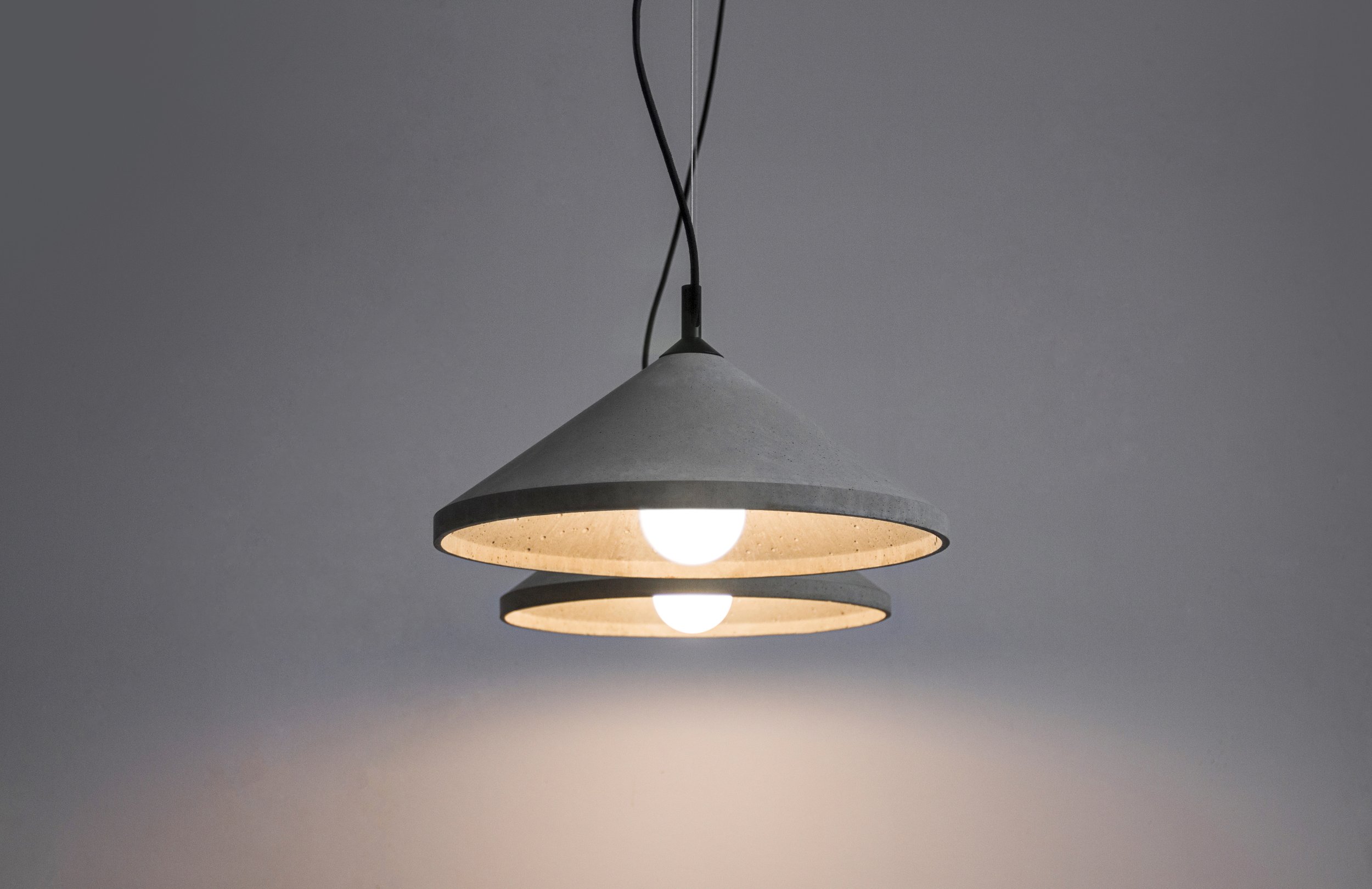 Two Ren Concrete Wide Shaped Pendant Light On