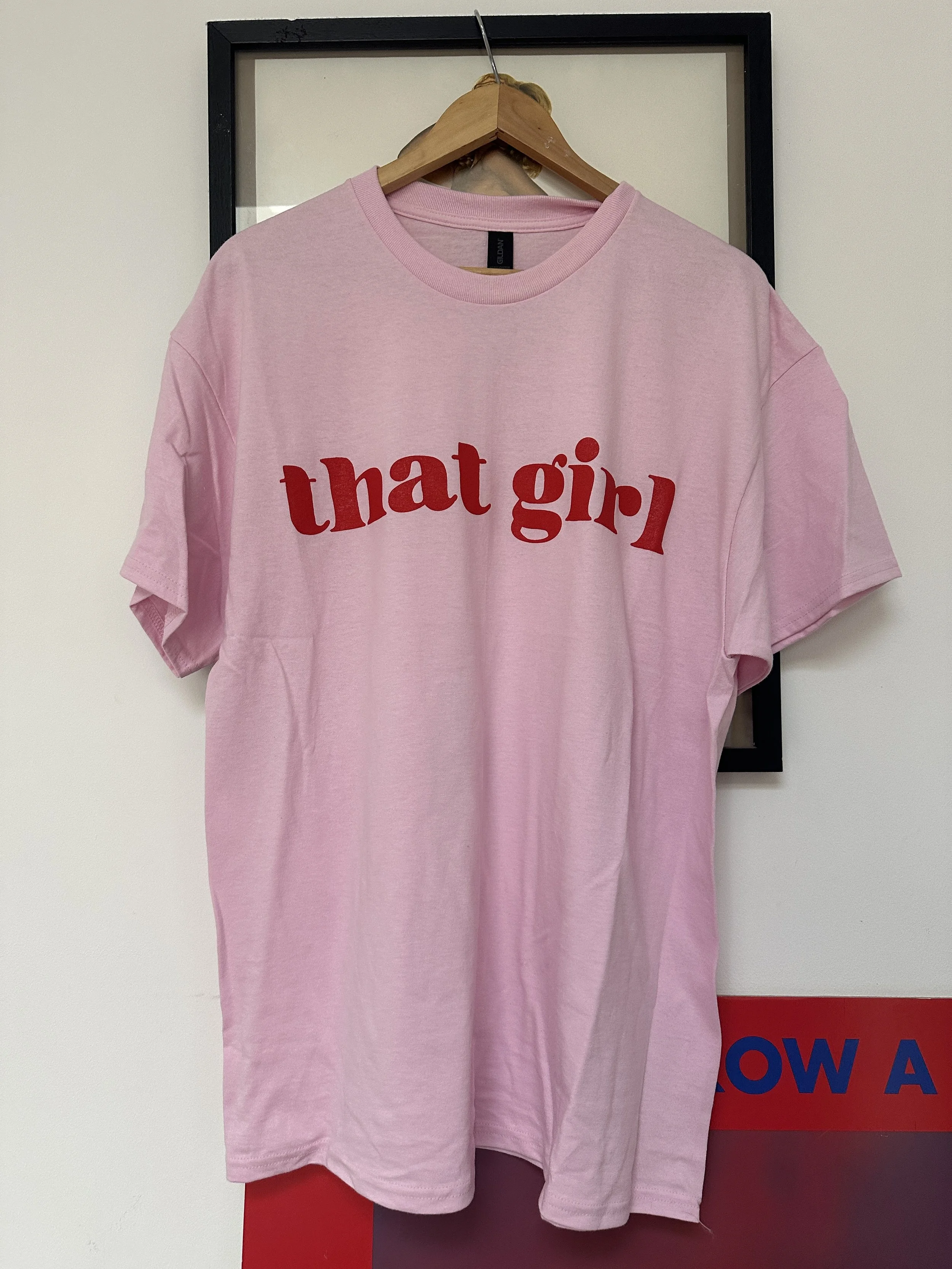 that girl pink t shirt
