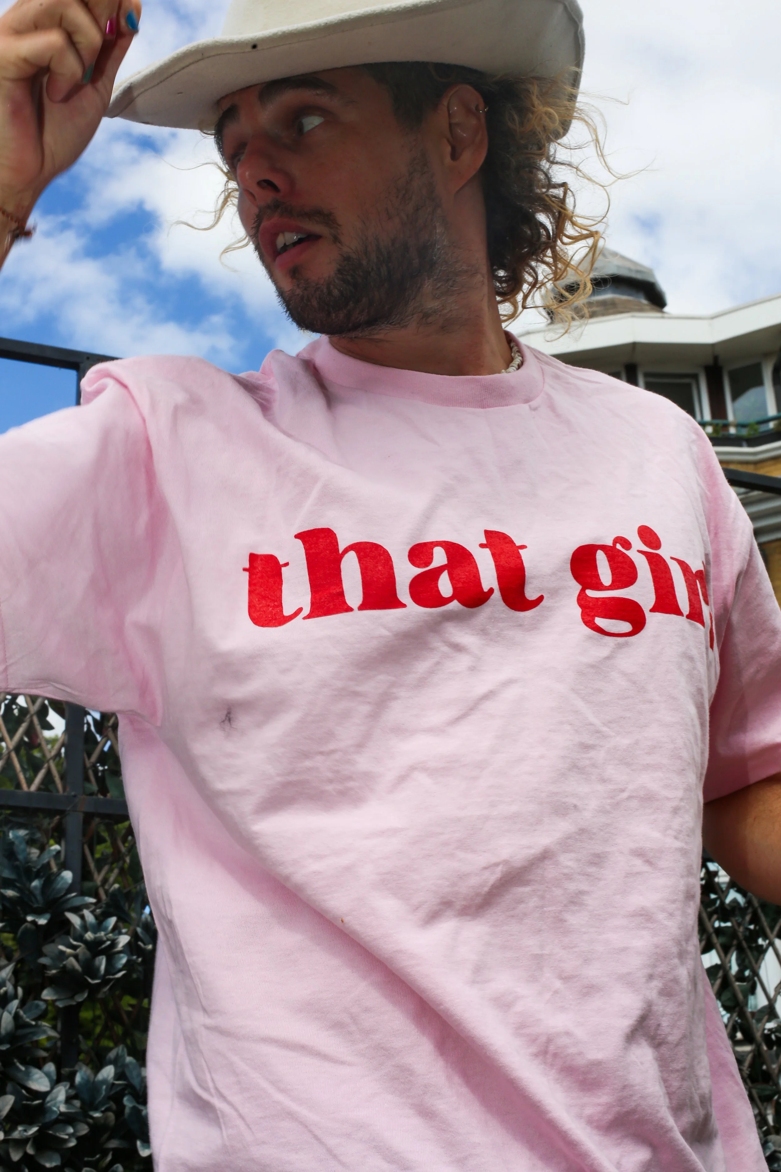 that girl pink t shirt