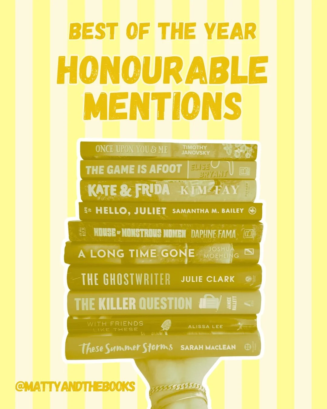 HONORABLE MENTIONS / BOOK YEAR IN REVIEW: &lsquo;Tis the damn season, write this down. 🎄

Book lovers are here, sharing their favorites of the year! My *official* Top 30 best of the year is on its way (as well as a fun top 20 of the &ldquo;backlist&