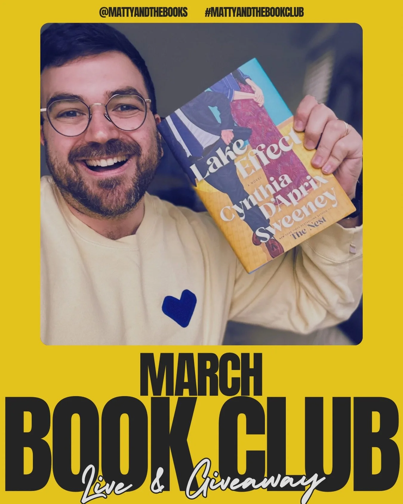MARCH BOOK CLUB is finally here and, if this one isn&rsquo;t on your radar, you must change that now! 

No one finds the ironic humor in the face of heartbreak like Cynthia D&rsquo;Aprix Sweeney. In her newest novel, LAKE EFFECT, she offers us a pair