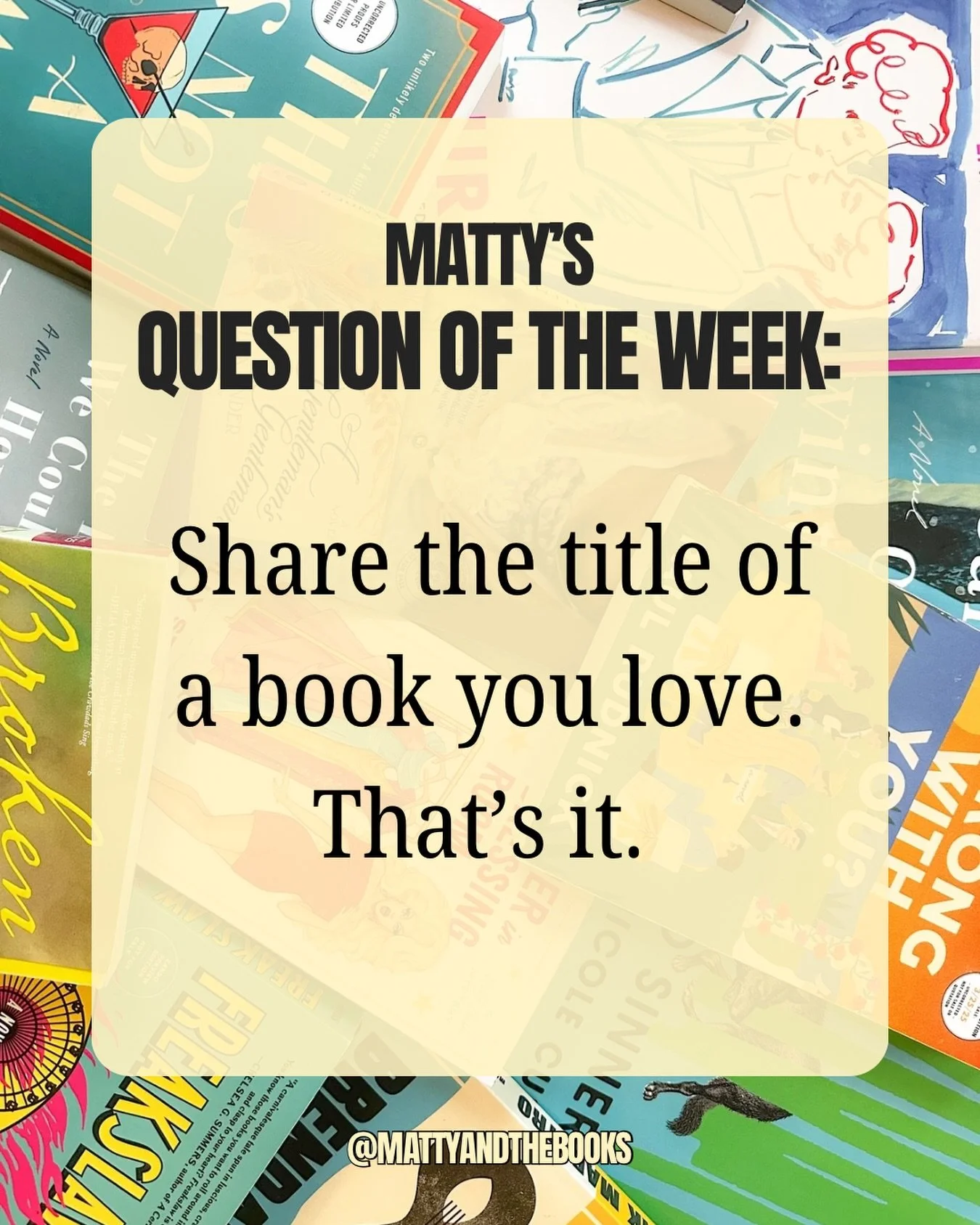 Today&rsquo;s question isn&rsquo;t much of a thinker - at a time when there&rsquo;s been so much negativity, let&rsquo;s just fill this space with books we love. No guardrails. Be respectful. Celebrate a love of books! &hearts;️💙💜💗🖤💛💚