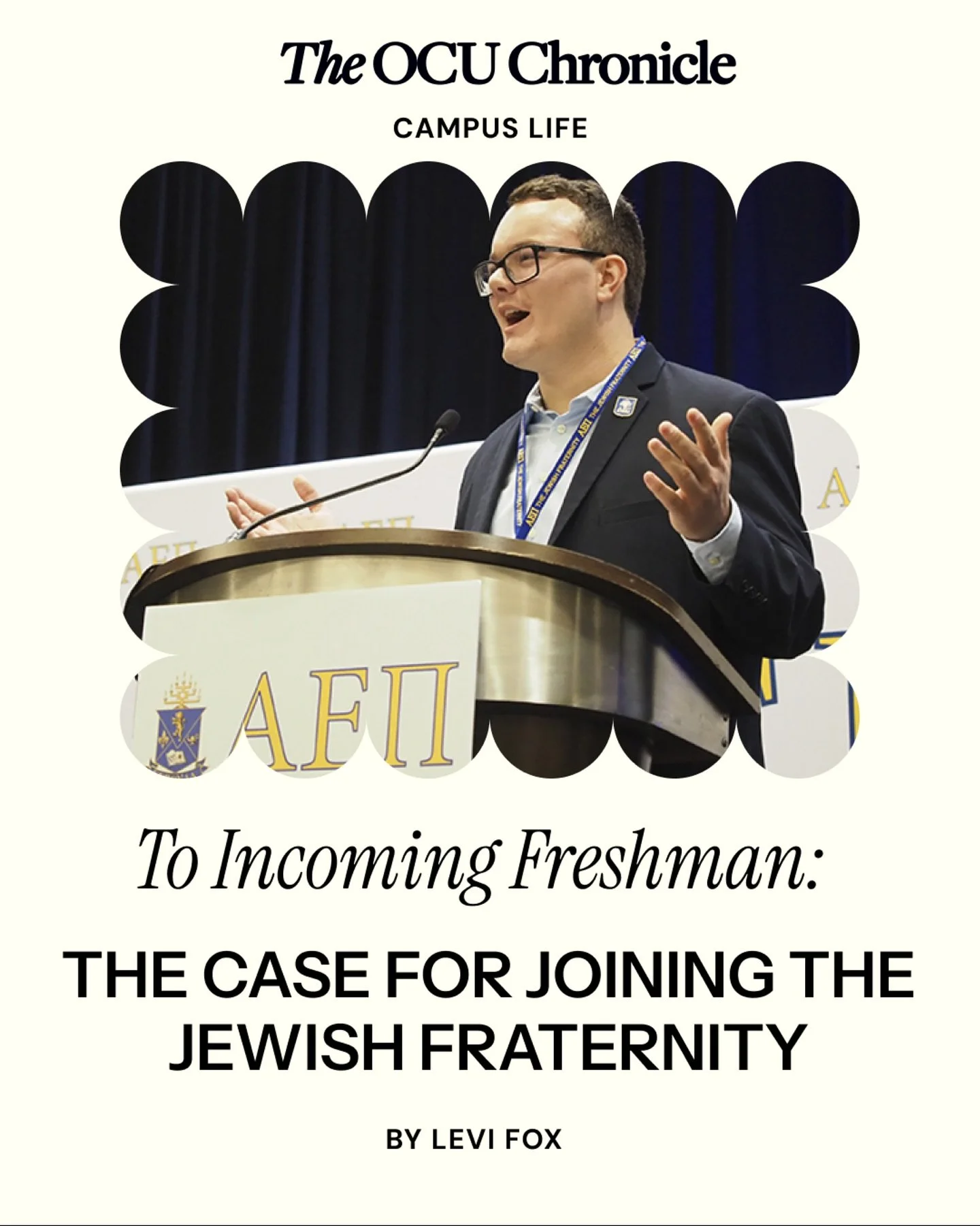 @levirfox reflects on how joining @texasaepi transformed his college experience. Starting college is never easy, especially as a Jewish student navigating today’s campus climate. Levi’s story is proof that finding a community of like-mind