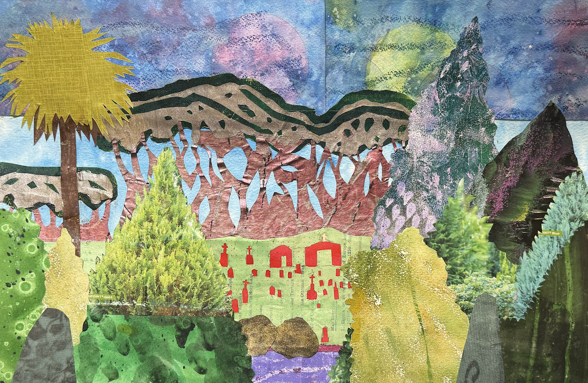 Watercolor Collage with Decorative Papers - Saturday, August 8