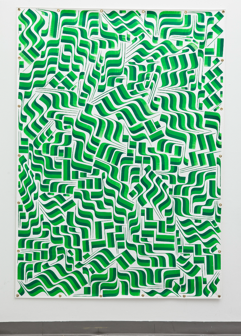 Isaac Tin Wei Lin, Green and Green, 2013, enamel on vinyl, 84 × 60 in (213.4 × 152.4 cm)  Courtesy of the artist and Fleisher/Ollman, Philadelphia
