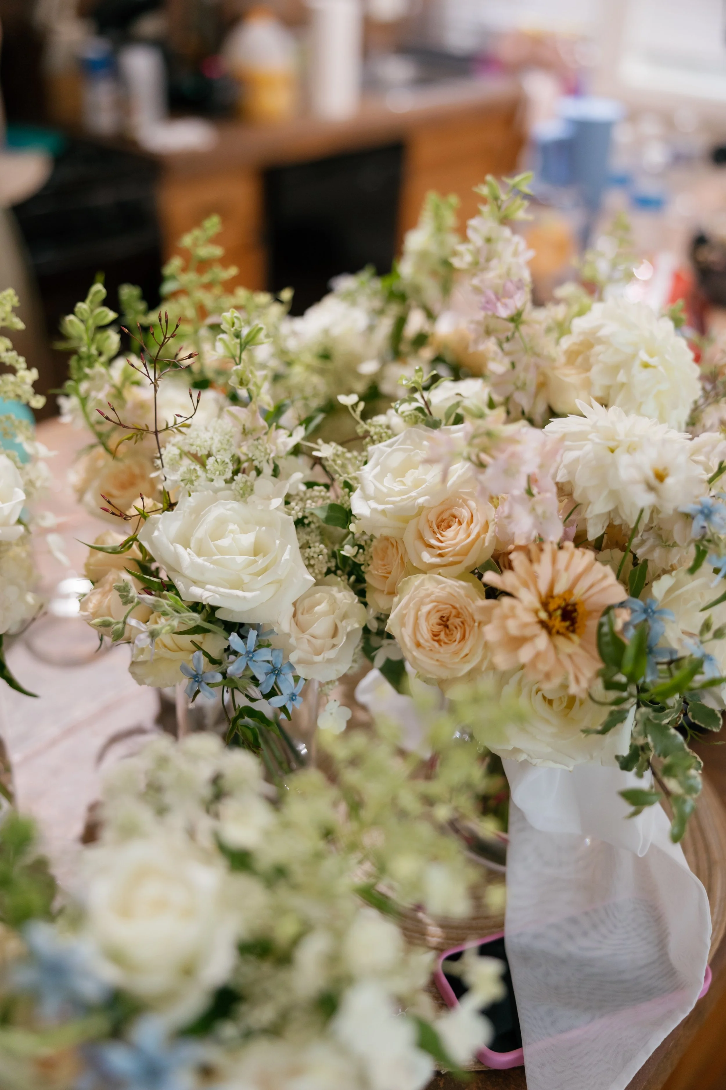 large collection of romantic pastel flowers for a wedding