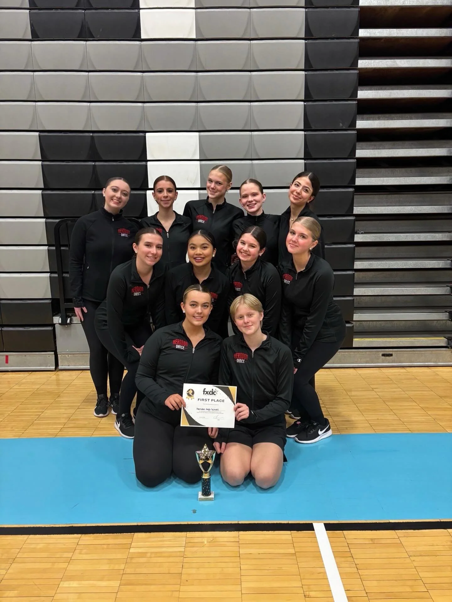 Congratulations to the Herndon Dance Team: They competed yesterday and came in first place in small varsity jazz at Fairfax Dance Champs Regional competition, Centreville HS. Congratulations!!! ❤️🖤