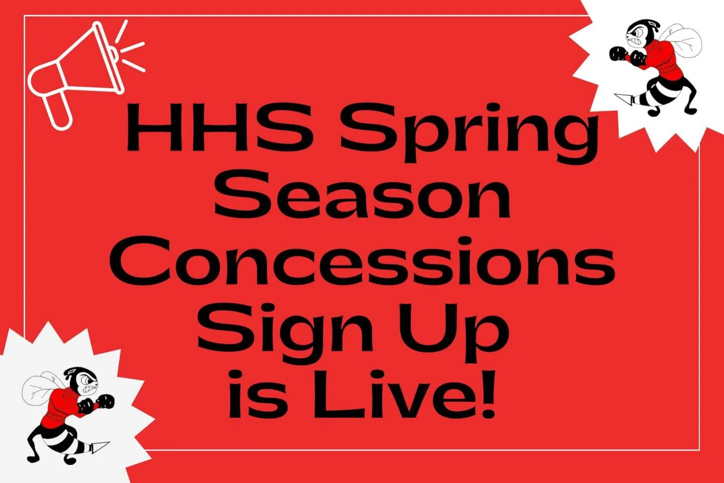 Checkout the SignUpGenius now to grab your preferred concession volunteer slots!  We ask that families help at least 2-3 times per season per athlete.  https://m.signupgenius.com/#!/showSignUp/904094DA5AF2AABFA7-62212086-hhsoutdoor