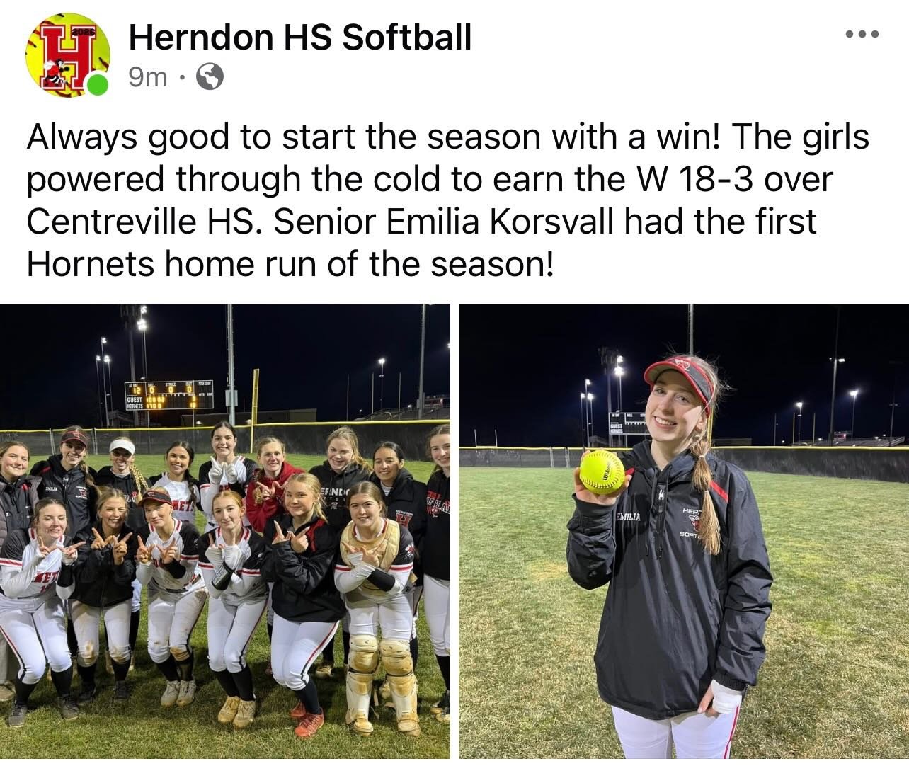 Congratulations to the Softball team on their 18-3 win tonight!