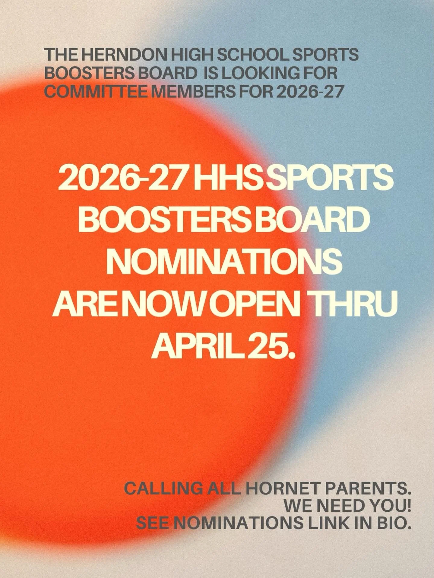 Hornet Family 🖤❤️ You are the heart of everything we do. Now it&rsquo;s time to build what&rsquo;s next. Board nominations for 2026&ndash;2027 are OPEN.

Nominate yourself or someone who shows up, leads, and cares. This is how we keep moving Herndon