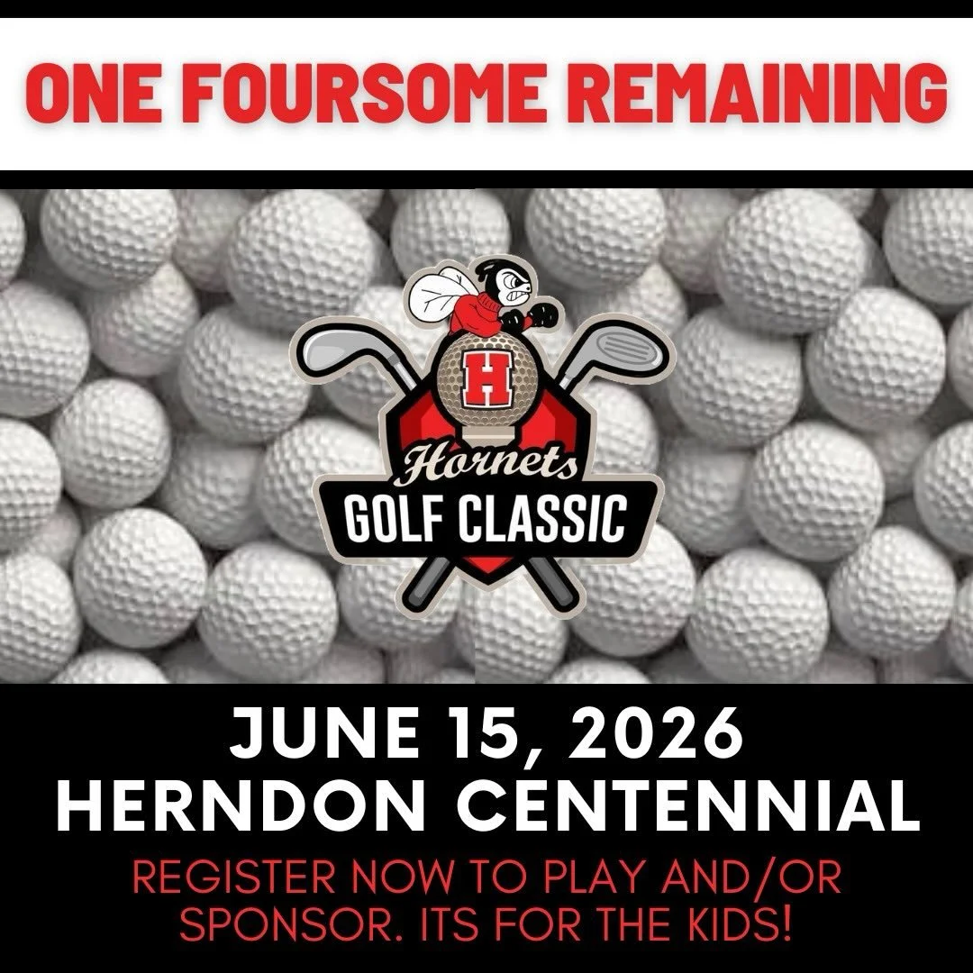 LAST CHANCE ⛳️
Only ONE foursome left for the Hornets Golf Classic.

Grab your spot now to play and/or sponsor&mdash;this one will sell out.

All proceeds directly support Herndon Athletics. ❤️🖤
Link in bio.
