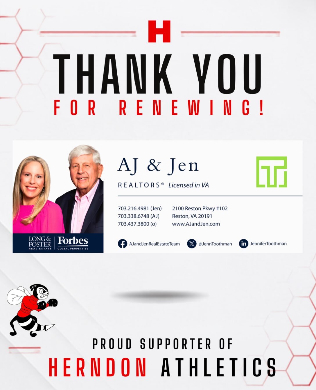 ⭐️ SPONSOR SPOTLIGHT ⭐️

AJ and Jen Real Estate Team

Your Partners in Real Estate Success. 
Local Experts. 
Exceptional Results.