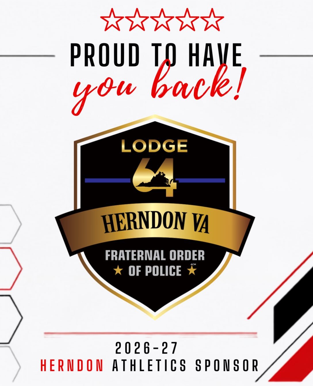 ⭐️ SPONSOR SPOTLIGHT ⭐️

Fraternal Order of Police - Lodge 64 (Herndon, VA)
The Voice of our Nation&rsquo;s Law Enforcement Officers

https://fop.net/lodge/greater-herndon-lodge-64/