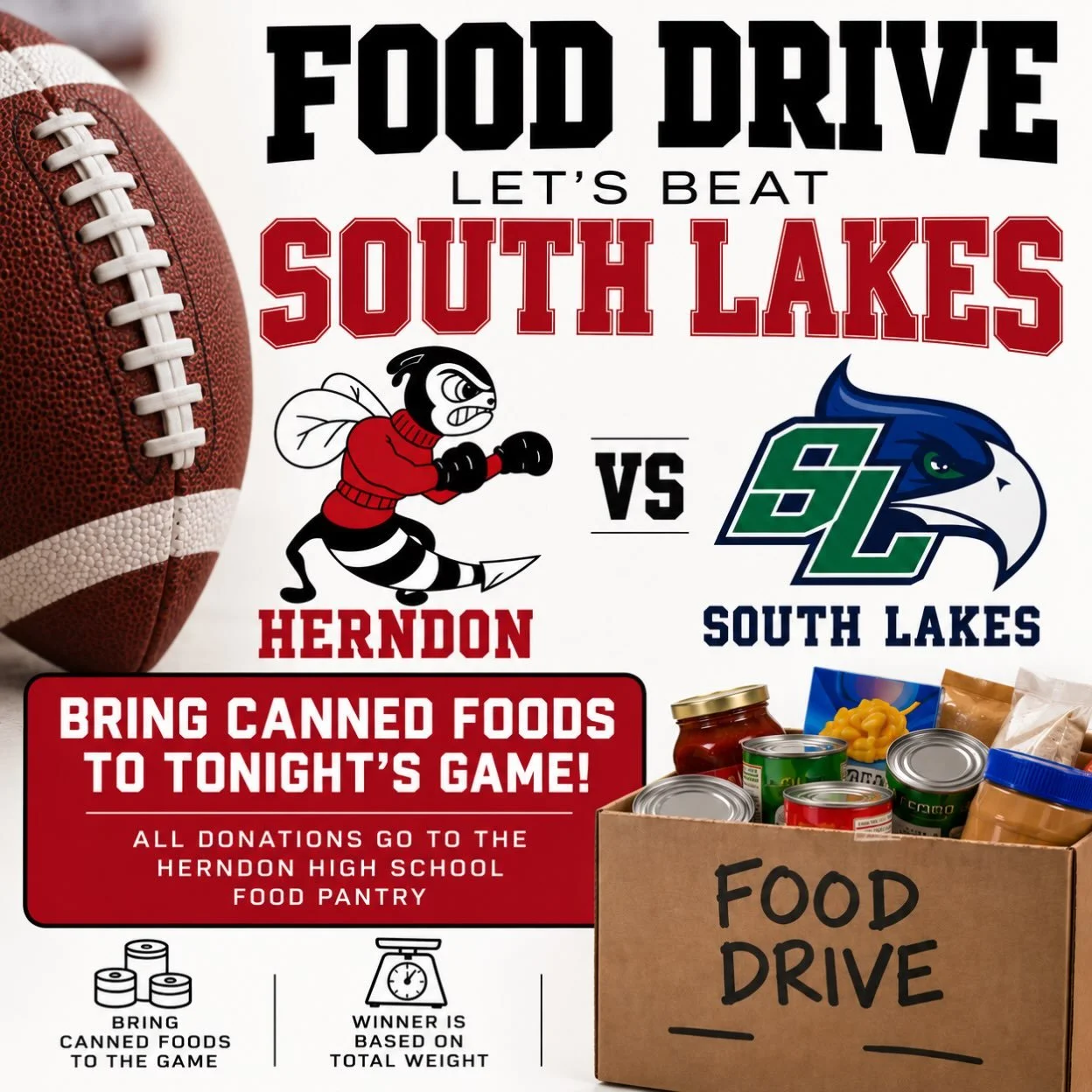 REMINDER: Bring canned goods to tonight&rsquo;s game! 🥫