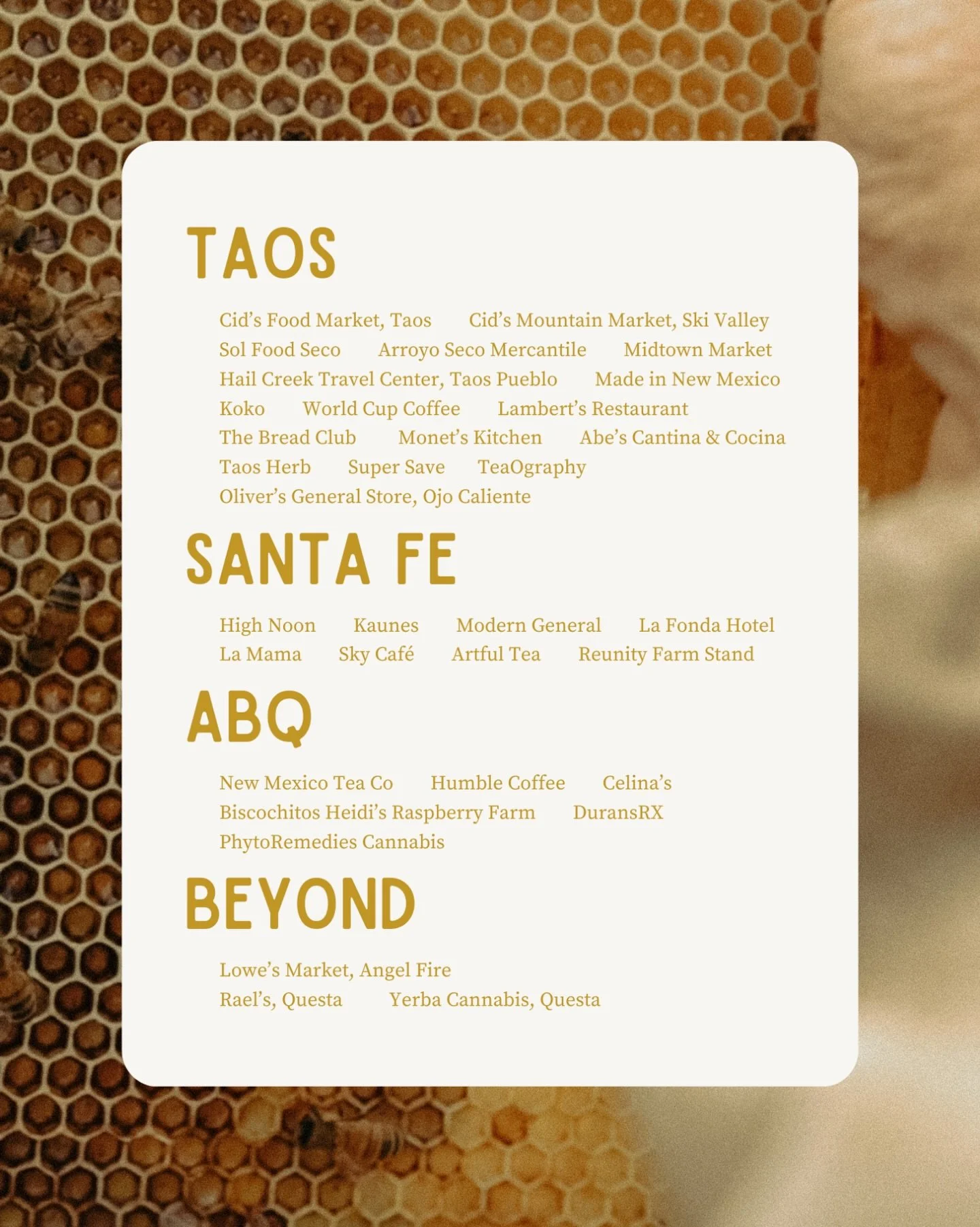 You might notice our largest jars &mdash; and our CBD honey &mdash; aren&rsquo;t available online right now. That sweetness hasn&rsquo;t disappeared&hellip; it&rsquo;s just living locally. You can still find our honey stocked at these fav shops!  
Su