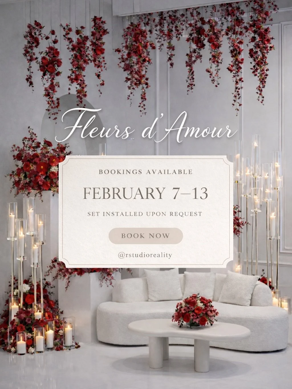 Introducing Fleurs d&rsquo;Amour 🌹

A romantic, red-floral Valentine&rsquo;s set created for content creators, photographers, brands, and couples looking for elevated, editorial-style imagery.

Available by request for bookings from February 7&ndash