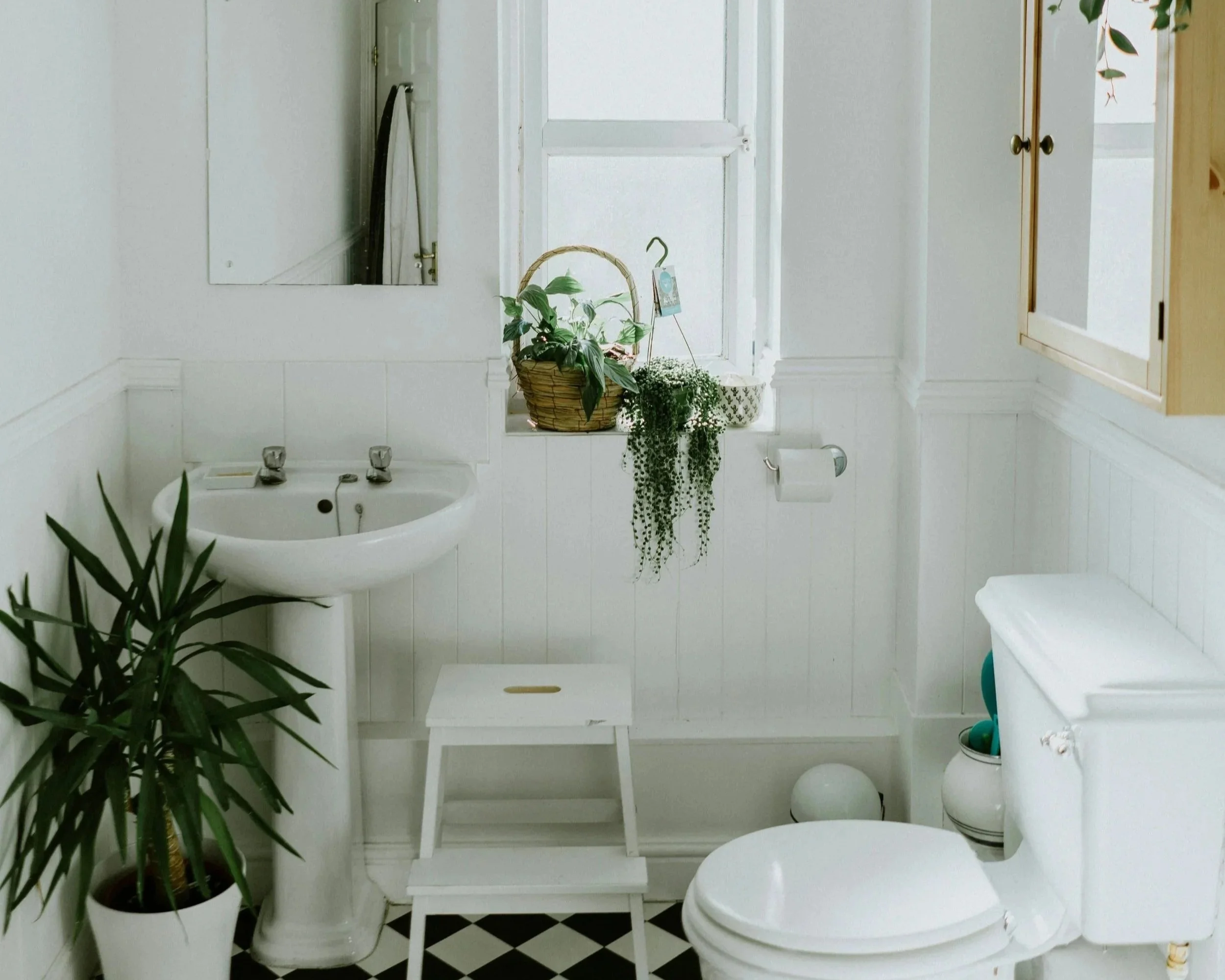 Bathroom with white walls