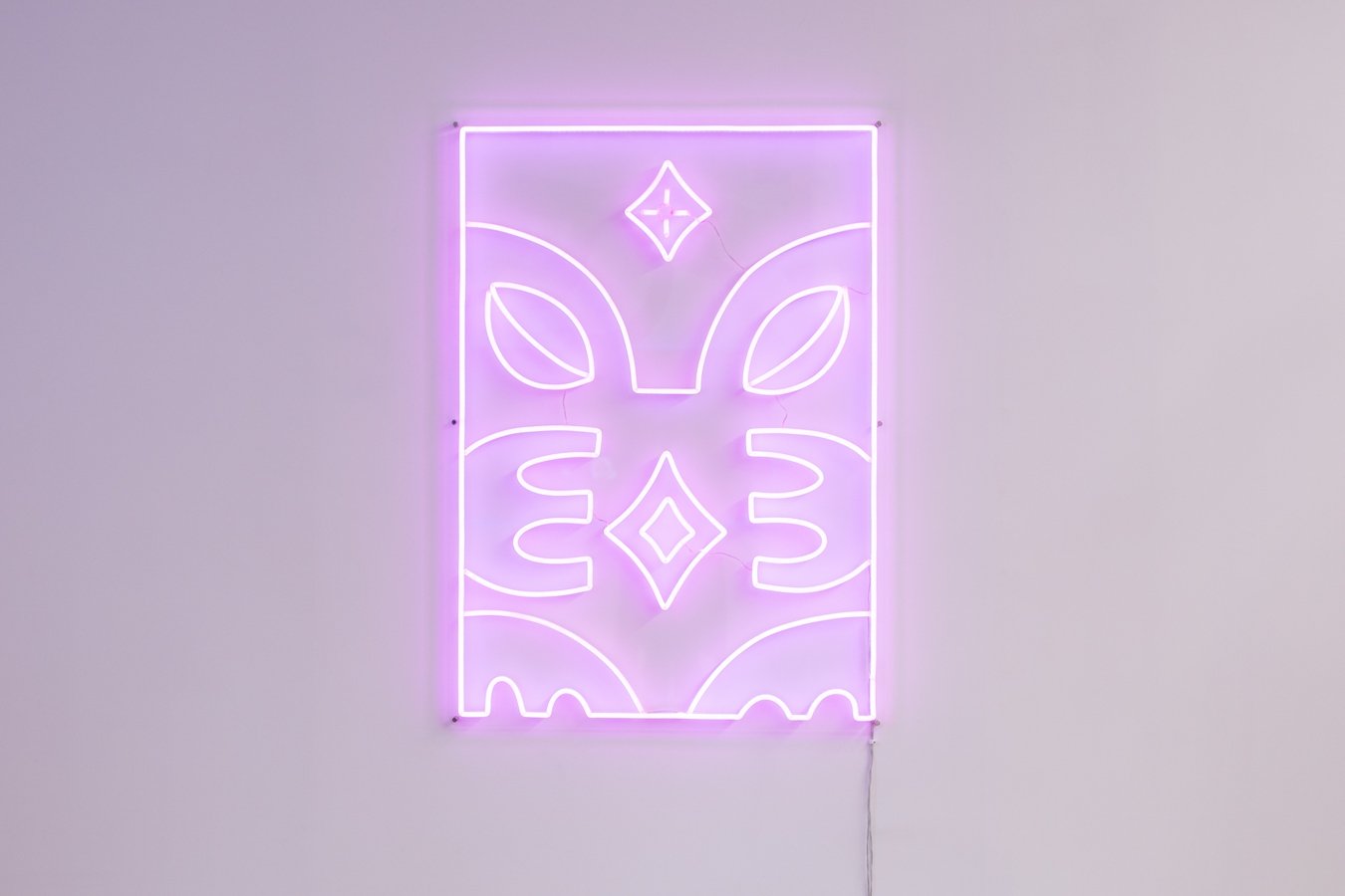 Kahurangiariki Smith, Hina (installation view) at The Physics Room, 2022. 8mm LED neon, acrylic, aluminium and mixed media. Photo by Janneth Gil