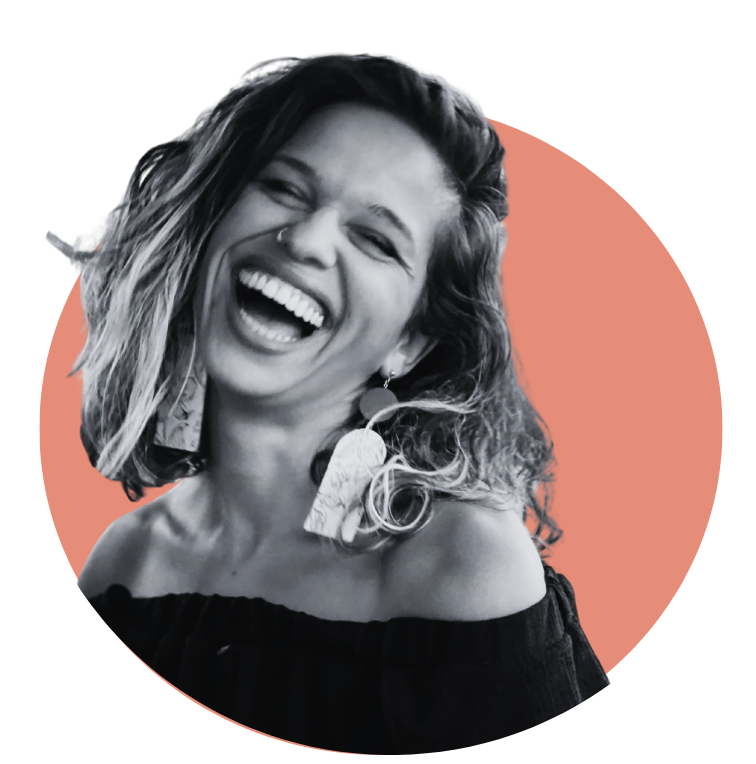 black and white picture with transparent background with women with short curly hair and big earrings,  laughing.