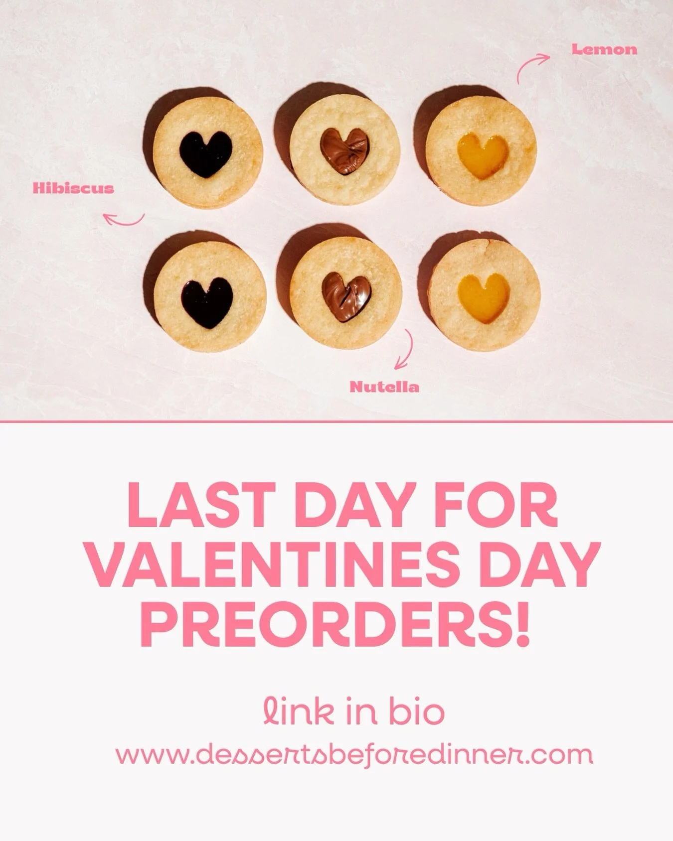 Today is your last chance to preorder for our delicious Valentines Day shortbread linzers!! 

Hibiscus, Lemon, and Nutella?! Doesn&rsquo;t get better than that ❤️

Preorder yours with the link in the bio!

NYC Valentine&rsquo;s Day cookies, nyc short