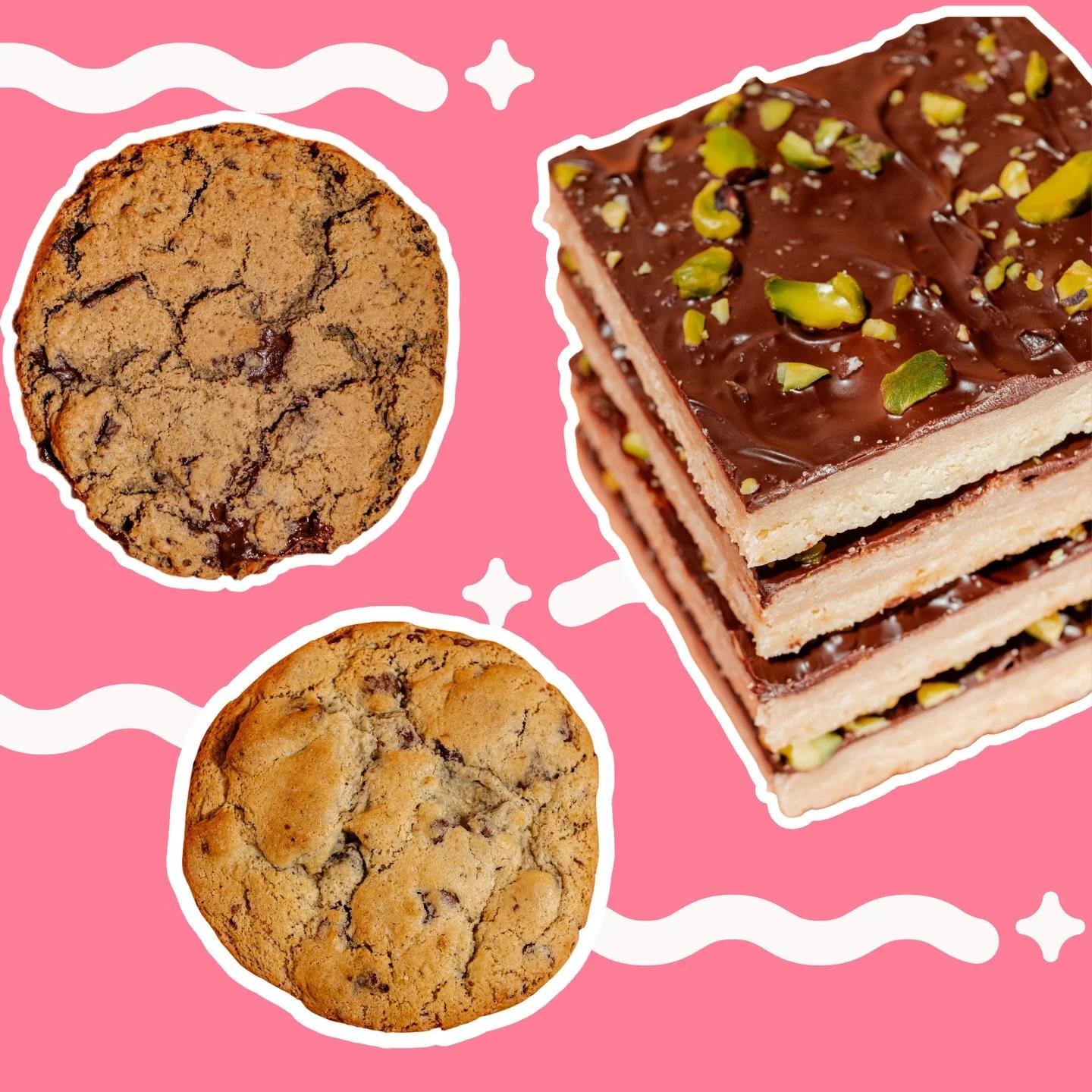 Preorders are OPEN!! Here&rsquo;s this weeks rotation:

⭐ *LIMITED TIME* Pistachio Halvah Shortbread Bar - Buttery shortbread, creamy halvah, rich chocolate, and crunchy pistachios. Topped with maldon sea salt.

⭐ Chocolate Chip - A chunky, chewy cho