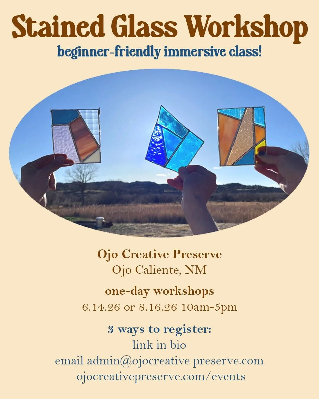 The next workshop is coming up soon on June 14! Spaces are limited. Register at www.ojocreativepreserve.com (link in bio)