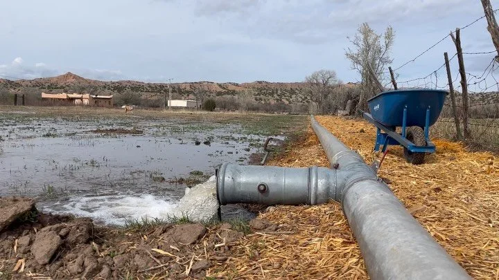 First flood of the season, 6:30am-4:30pm 💦💦💦 Testing out the new system funded by the Acequia Cost Share Program sponsored by the East Rio Arriba Soil &amp; Water Conservation District. Many thanks to the kind folks there that offered so much guid