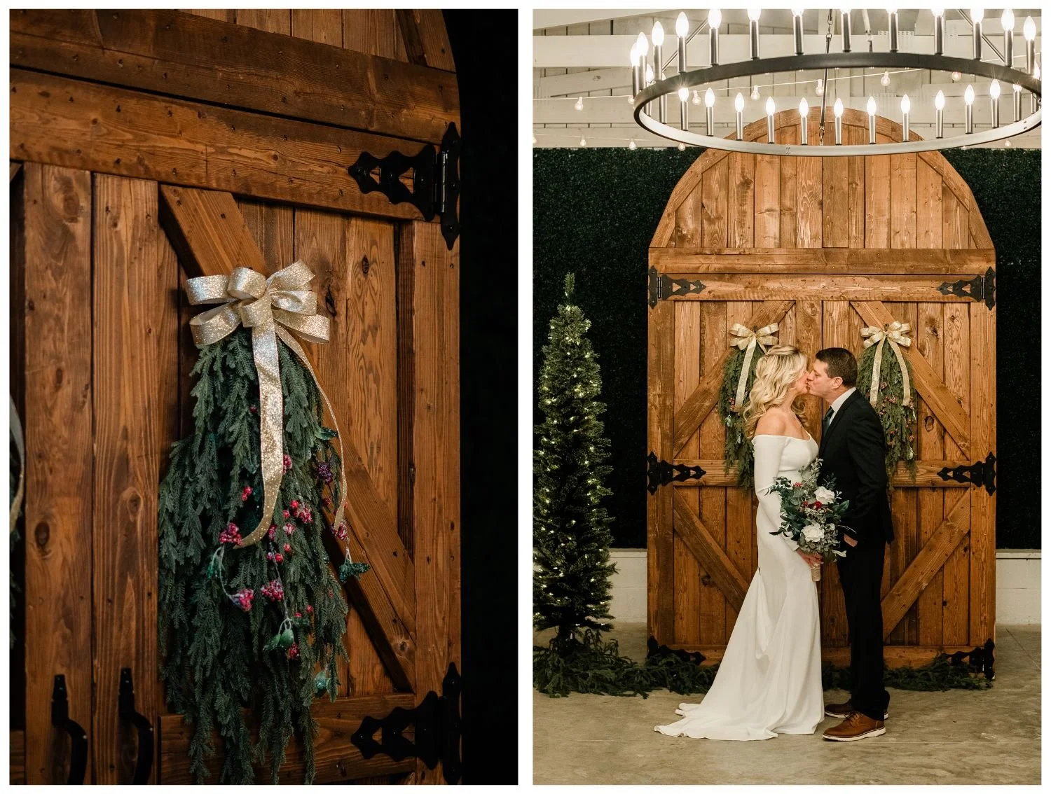 rustic winter wedding in barn