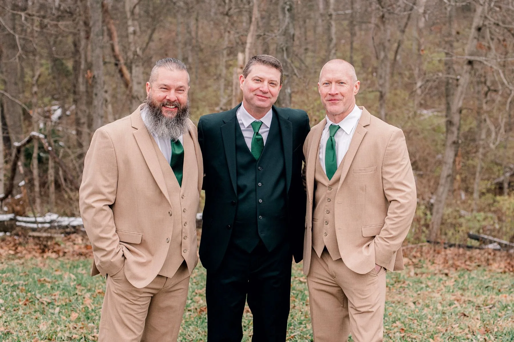 mens photos at outdoor winter wedding