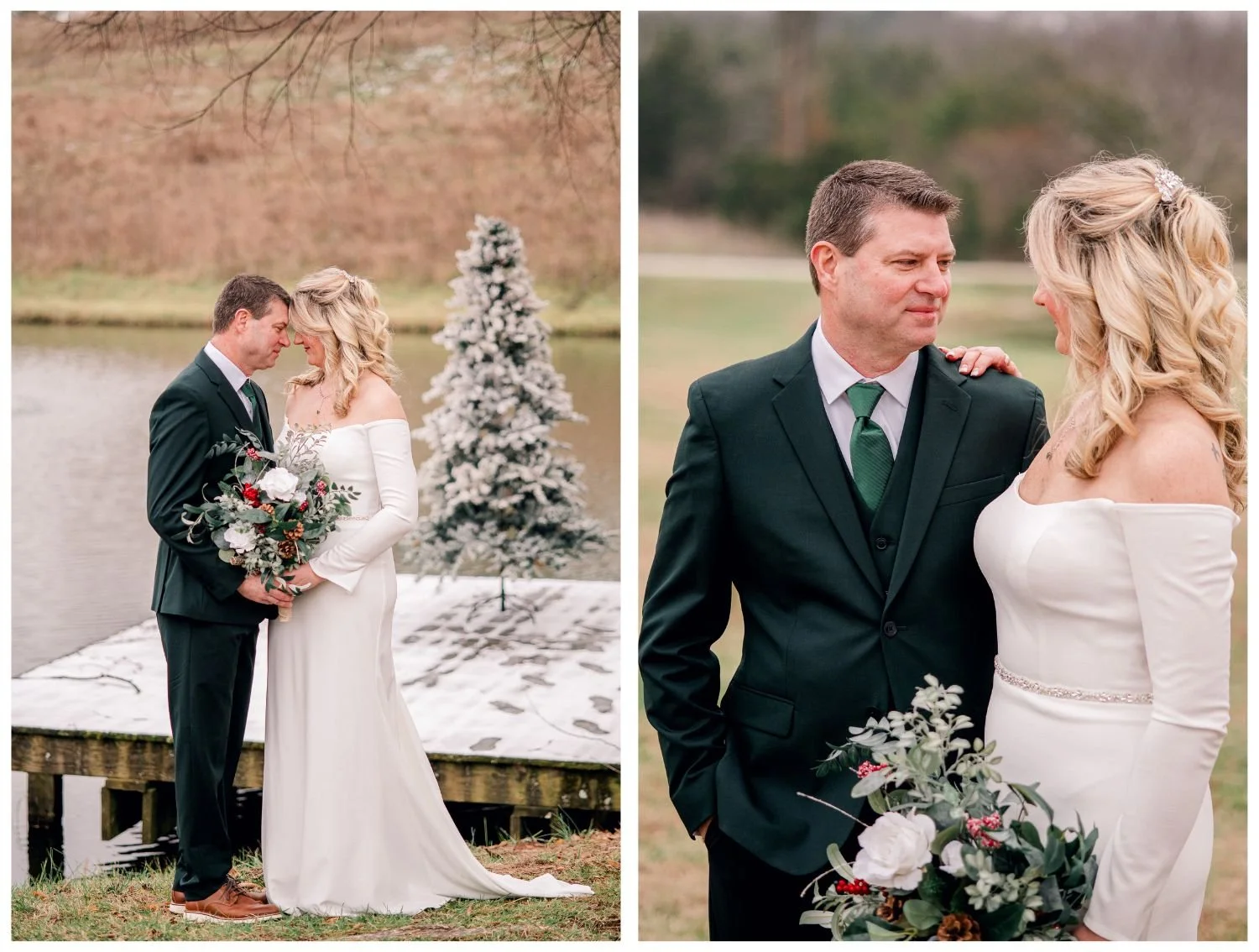 outdoor winter wedding portraits at della mae