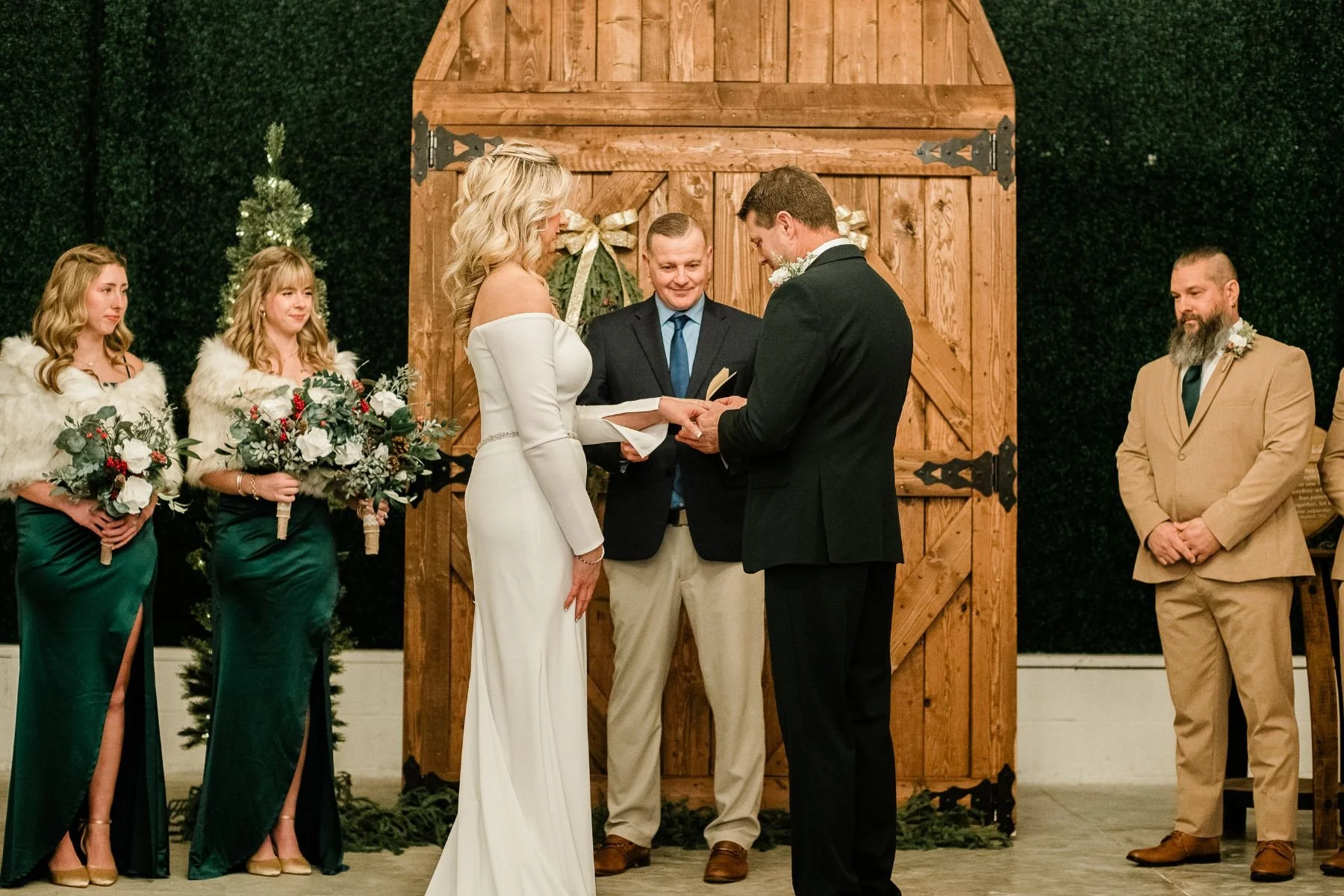 barn wedding indoors during winter at della mae luxury venue