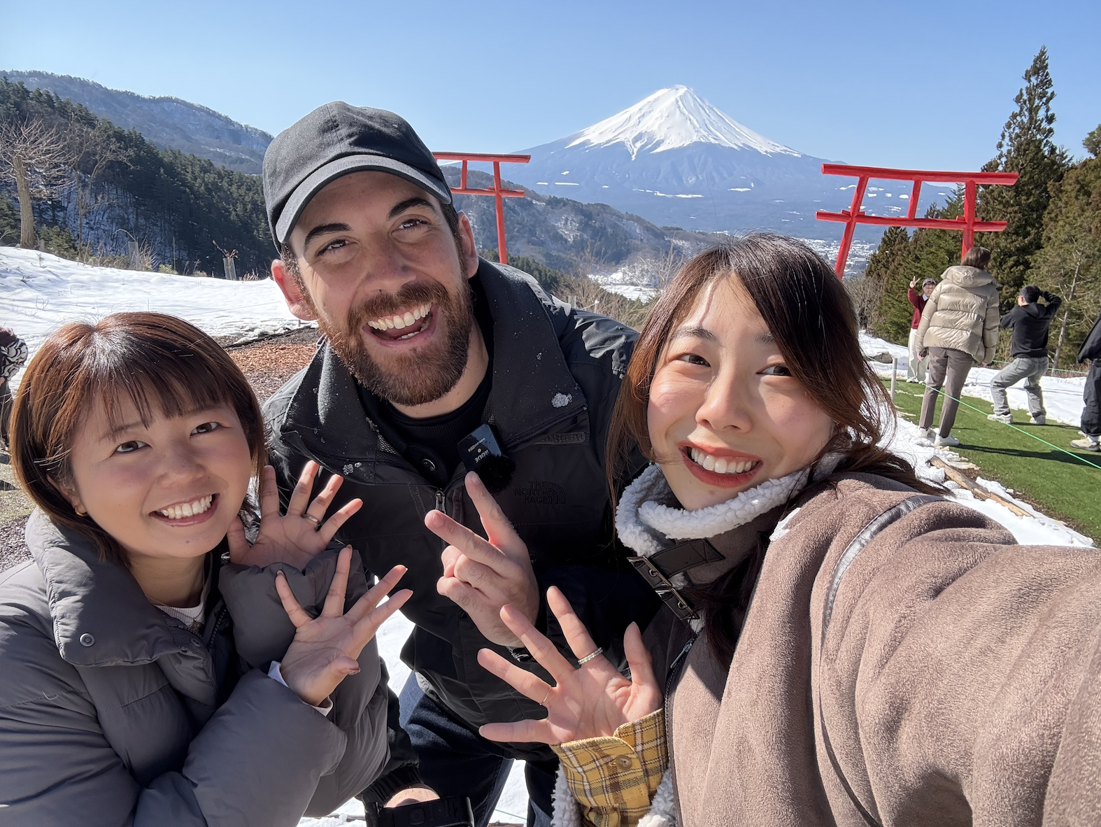 Red Tori Gate in the Sky Mount Fuji