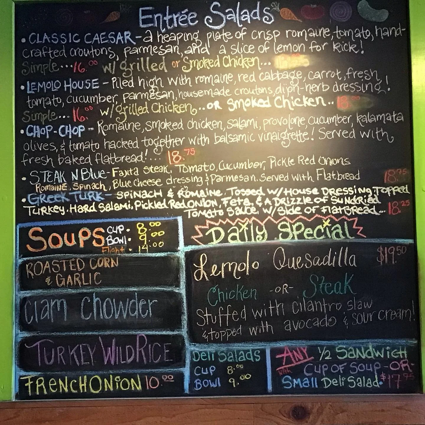 Lemolo Quesadilla on special today 🧀 

Soups:
🌽Roasted Corn &amp; Garlic
🌊Clam Chowder
🦃 Turkey Wild Rice

Call us at 509-664-6576 to place a takeout order or have your lunch ready when you arrive!

And we have new art in time for First Friday! S