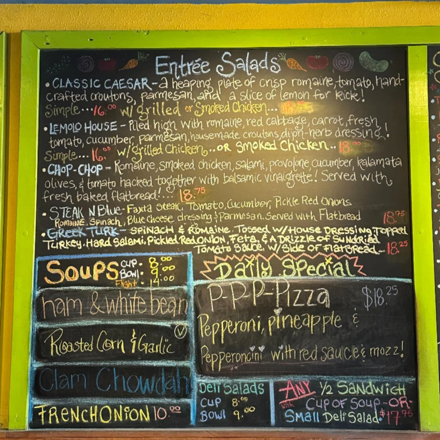 P-P-P Pizza on special today! Plus wings, crab cakes and ham and white bean soup, roasted corn and garlic, clam chowdah or French onion! See ya soon 😋 

#eatwellbehappy #lemolocafeanddeli