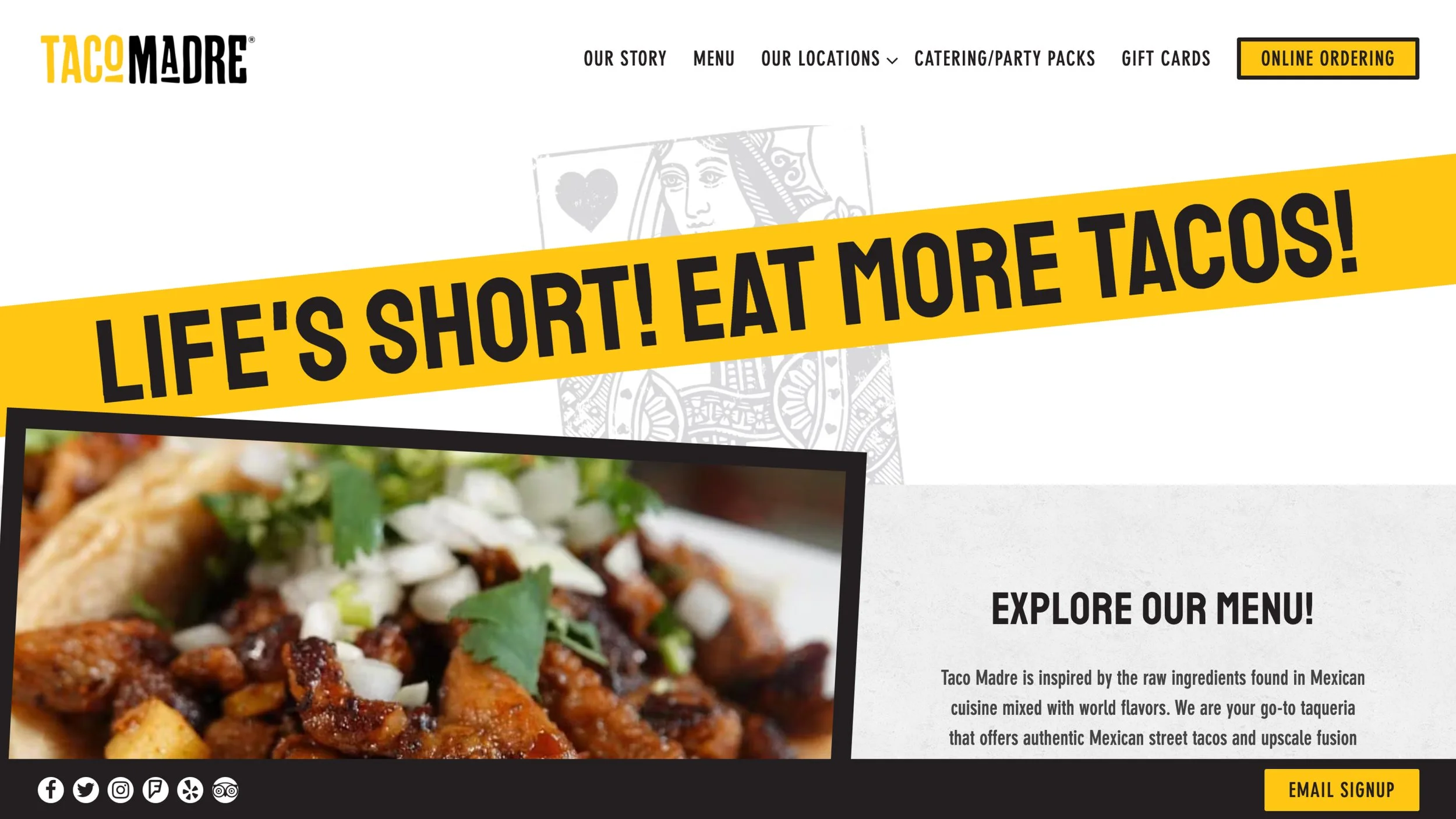 Restaurant website design for Taco Madre by The Rob Tony