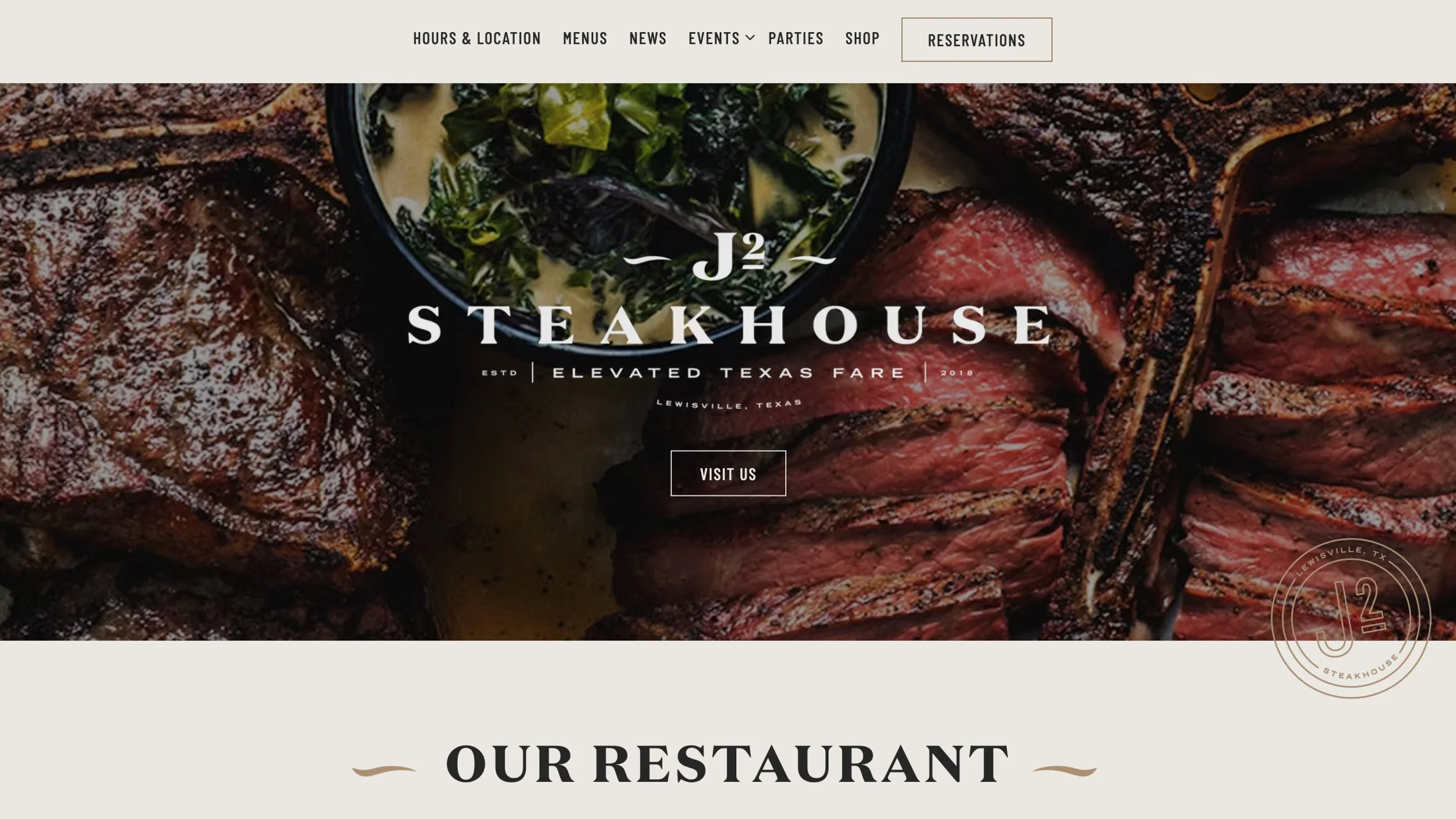 Restaurant website design for J2 Steakhouse by The Rob Tony