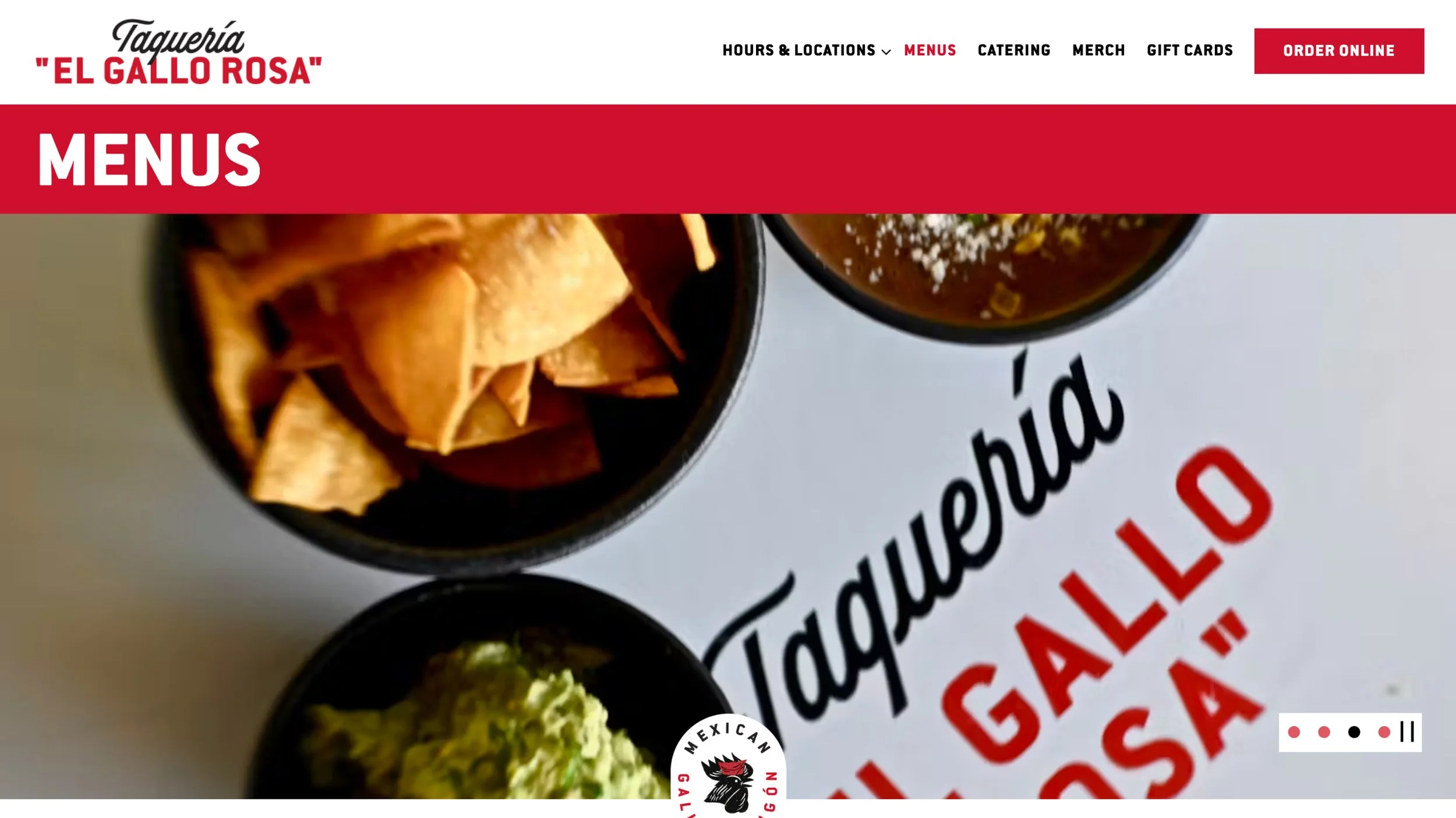 Restaurant website design for Taquería El Gallo Rosa by The Rob Tony