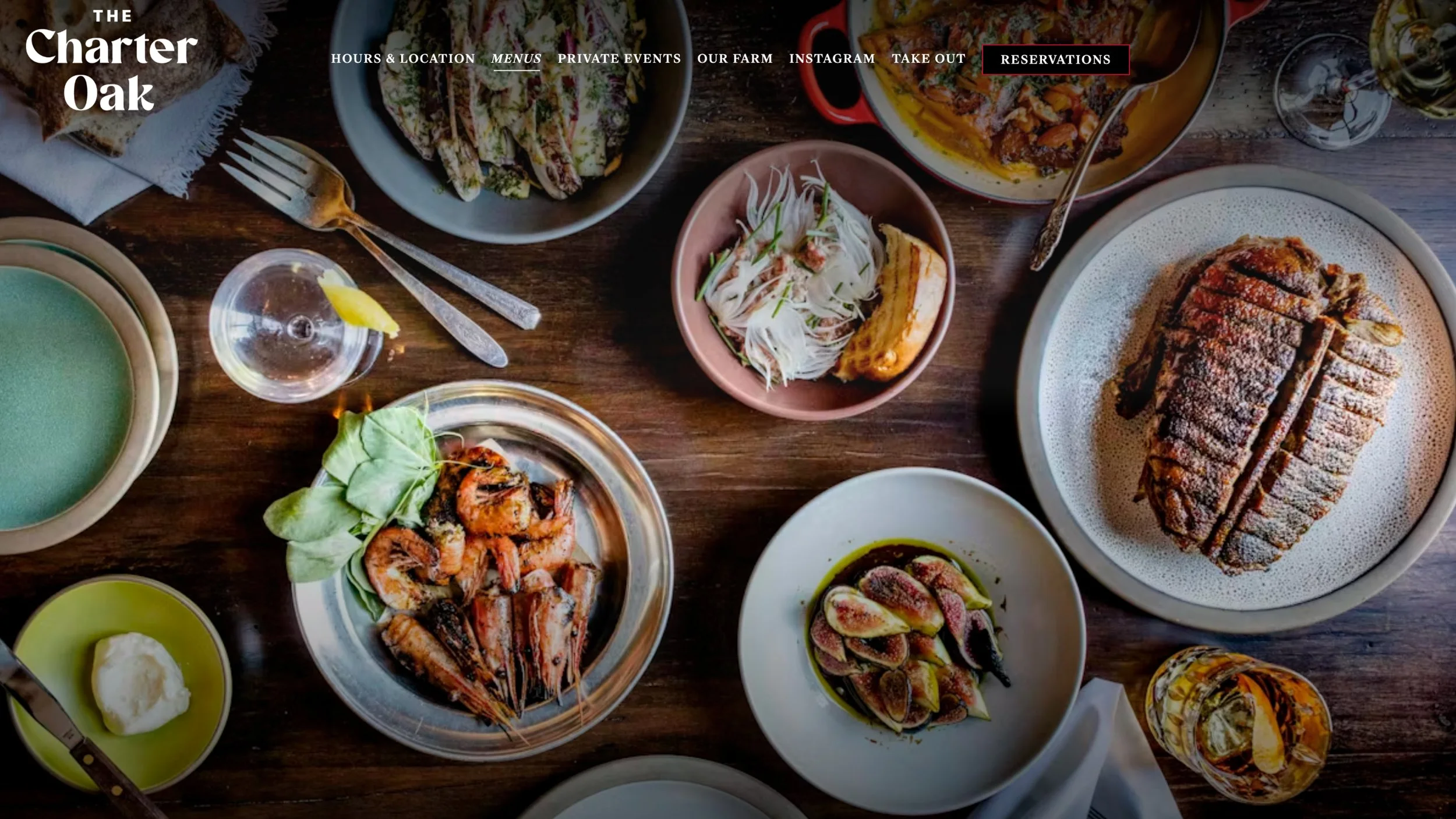 Website design for The Charter Oak restaurant by The Rob Tony