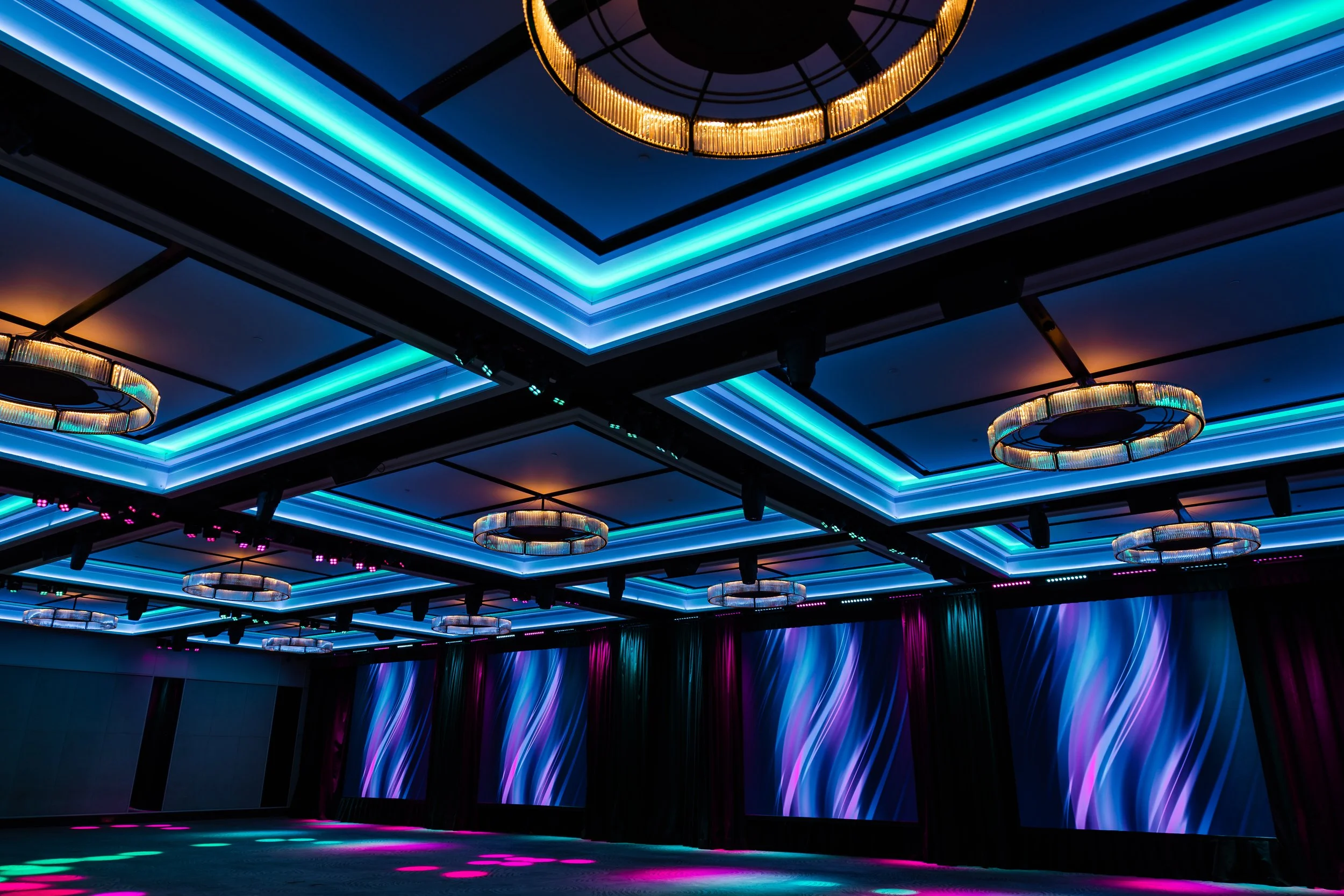 The Grand Ballroom at Four Seasons Hotel Sydney with the LED screen split into four