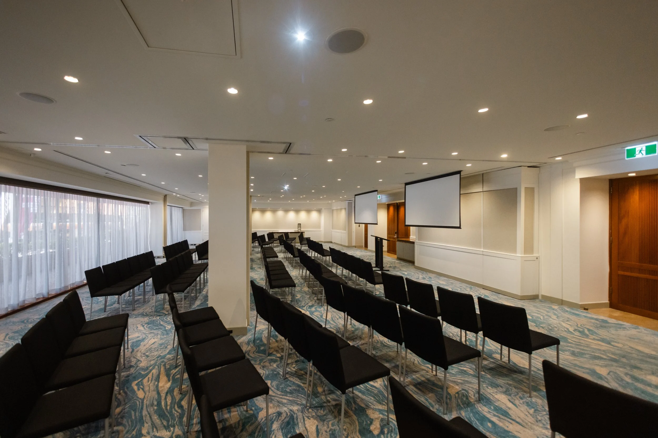 The combined Gallery at Four Seasons Hotel Sydney, set theatre style for a presentation