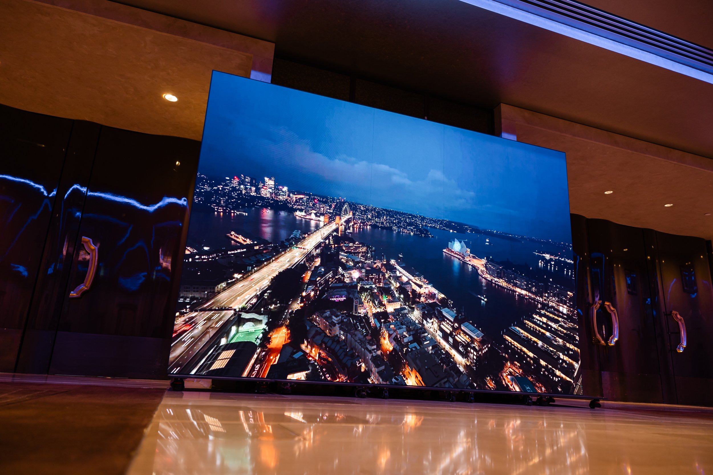 The main LED screen in the Grand Ballroom at Shangri-La Hotel, Sydney