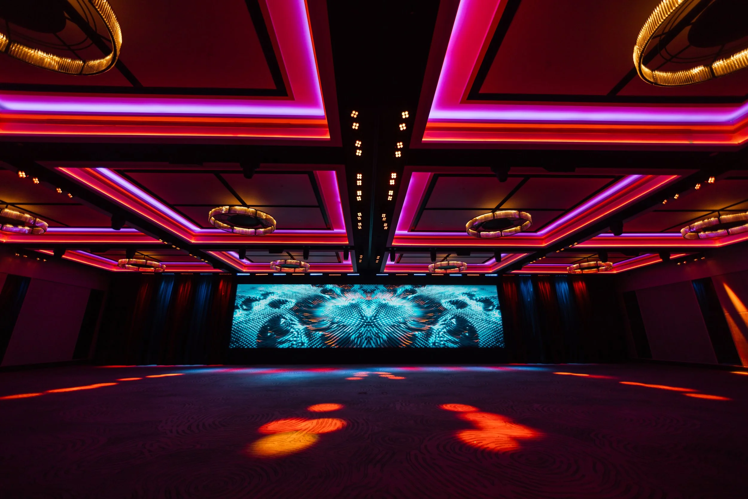 The Grand Ballroom at Four Seasons Hotel Sydney with the LED screen as one wide display