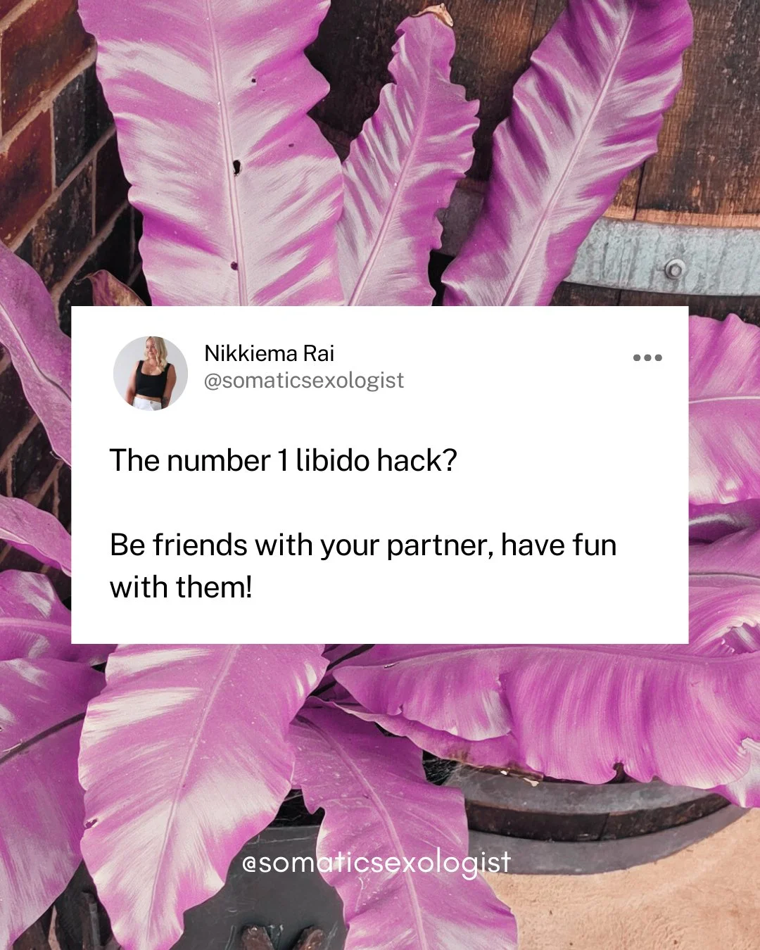 The number one libido hack isn&rsquo;t some secret technique, hormone supplement, or routine you can copy from a a IG reel. 

It&rsquo;s actually far simpler, and far more powerful: be friends with your partner, and have fun with them.  Laugh togethe