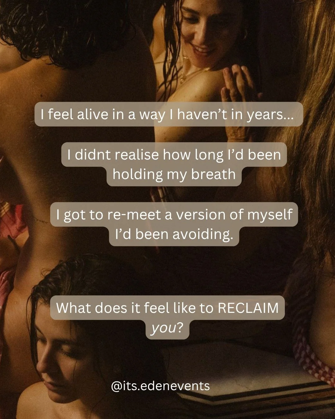 These are not our words, these are what women say on the other side of a weekend like this, and they say them because something was handed back to them, because the space was wide enough to stop managing, stop performing, and feel what was already th
