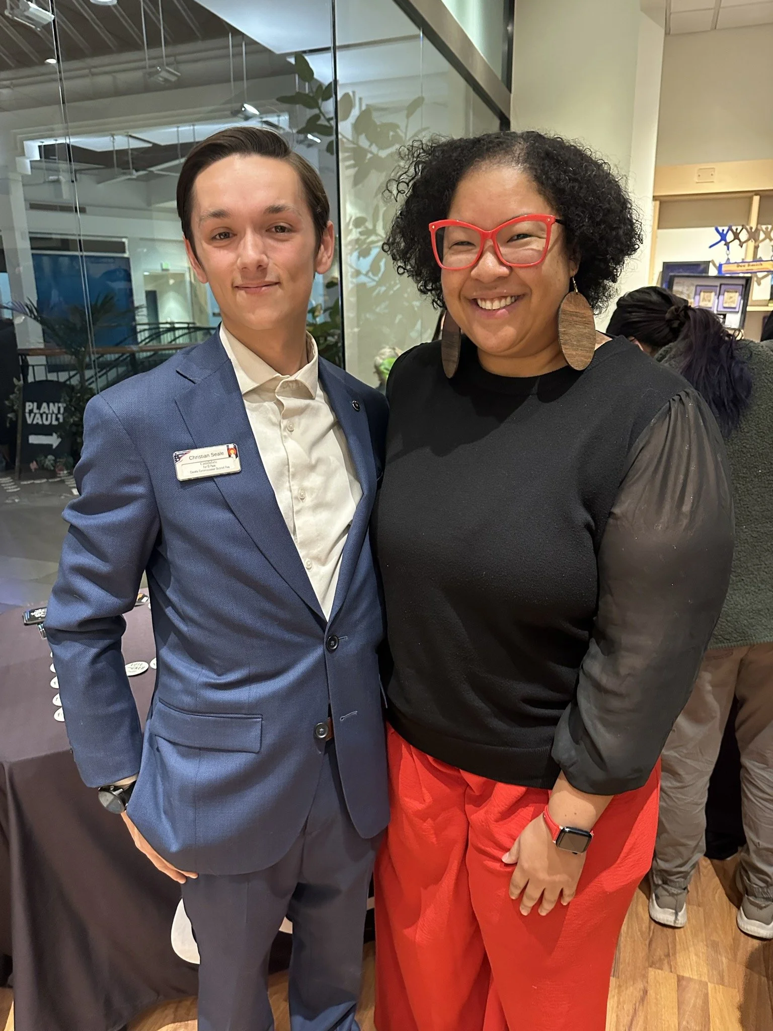 Christian Seale, candidate for El Paso County Commissioner District 5 and Kimberly Gold at LWV Meet and greet