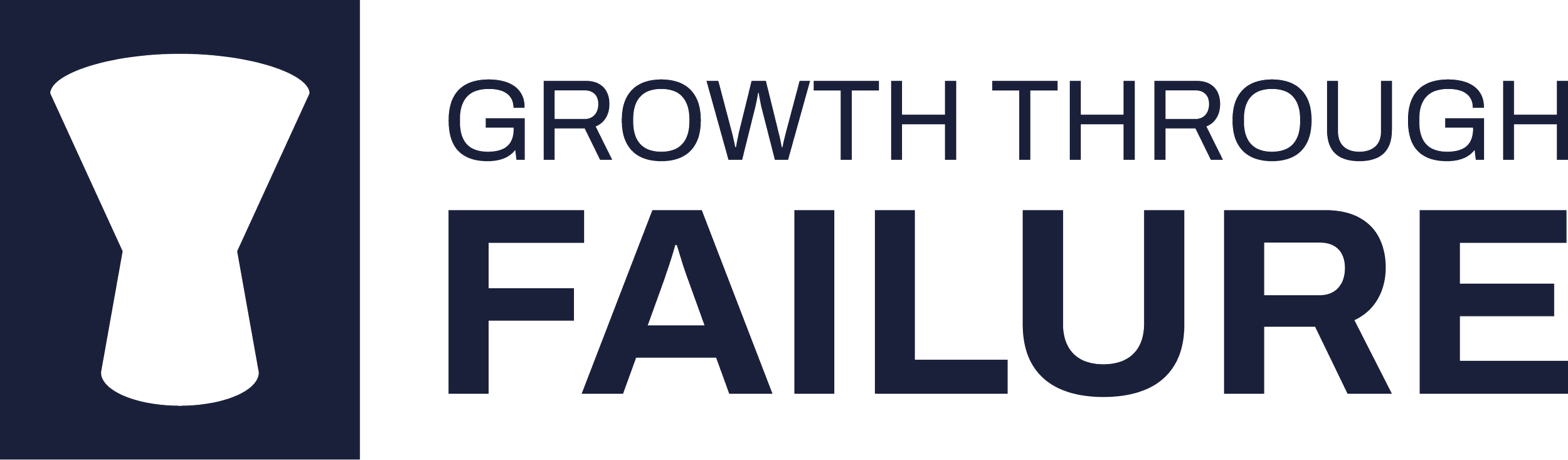 Logo with an hourglass symbol and the text 'Growth Through Failure'.